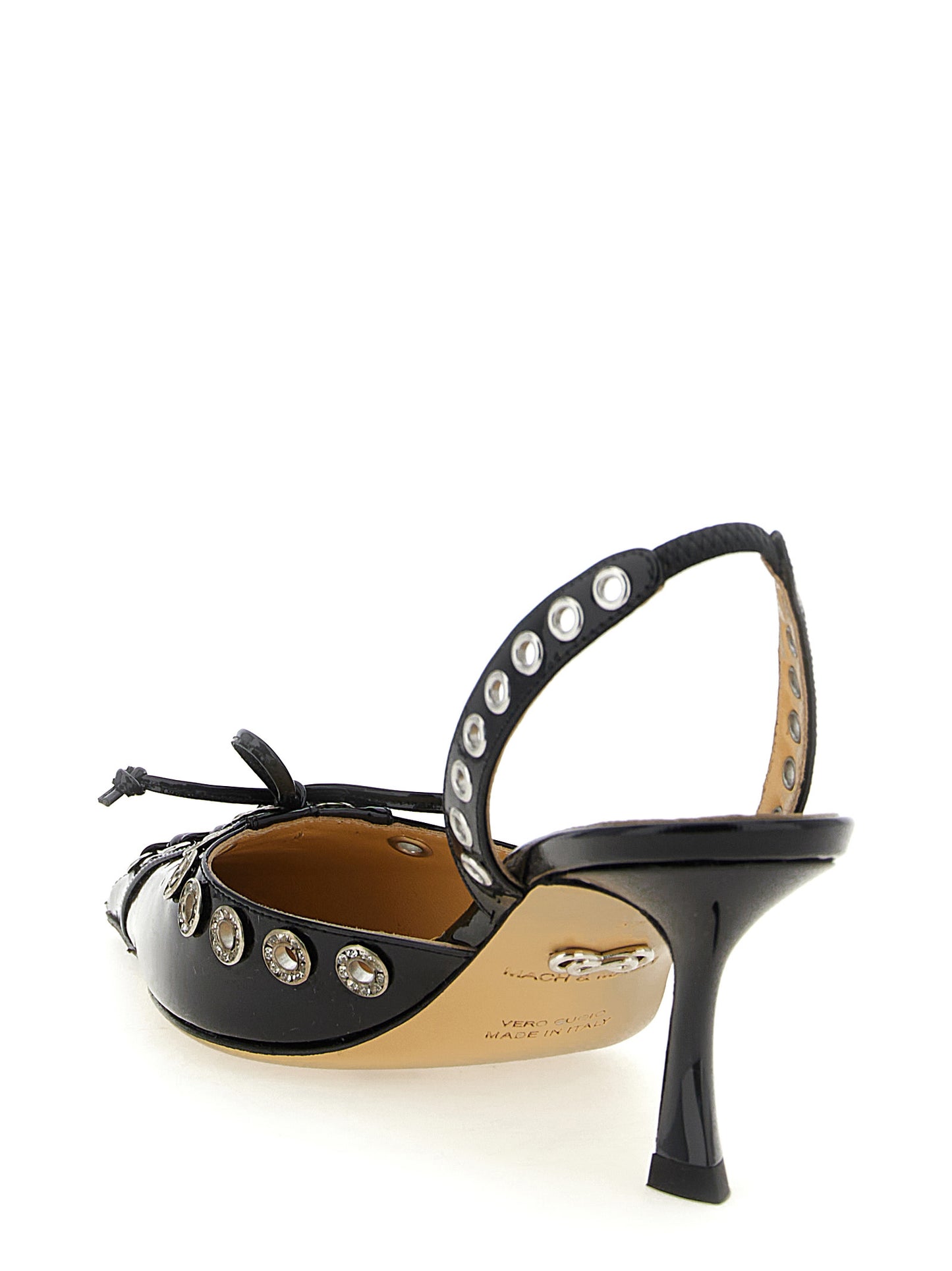 MACH & MACH Black Calfskin Mid Heel Pumps Curated Luxury Accessories by Orvyn