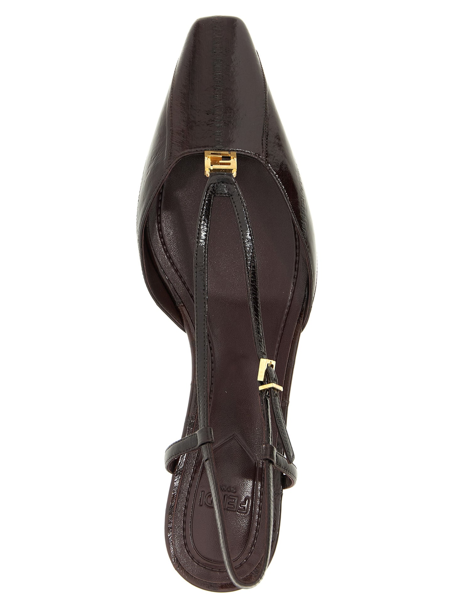 Fendi Brown Lamb Leather Mid Heel Pumps braun