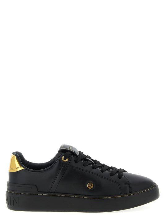 Balmain Black Lamb Leather Low Top Sneakers schwarz