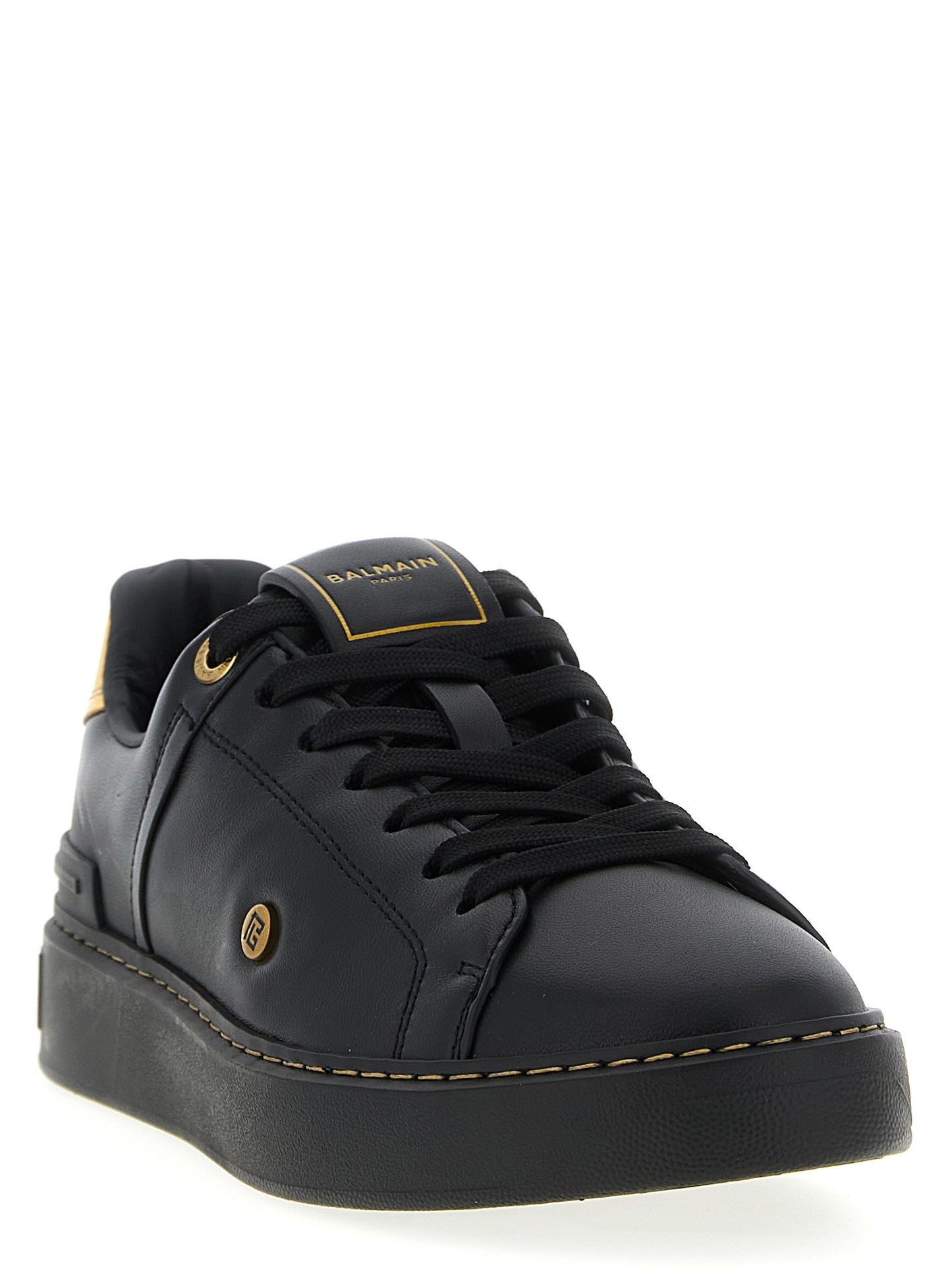Balmain Black Lamb Leather Low Top Sneakers schwarz