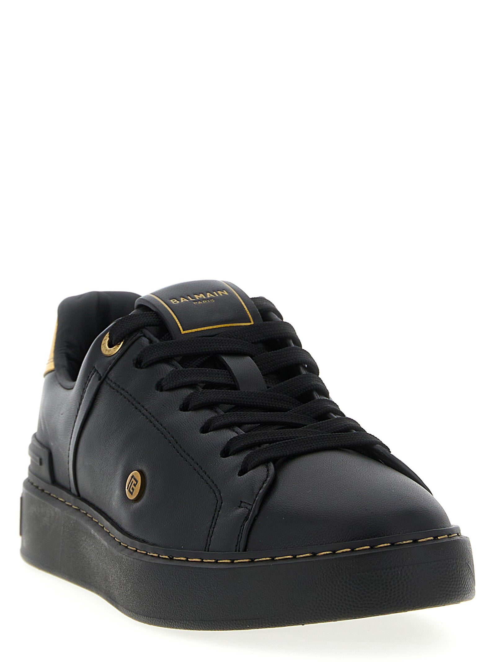 Balmain Black Lamb Leather Low Top Sneakers schwarz