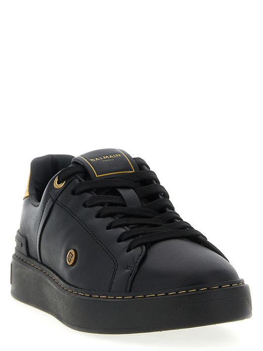 Balmain Black Lamb Leather Low Top Sneakers schwarz
