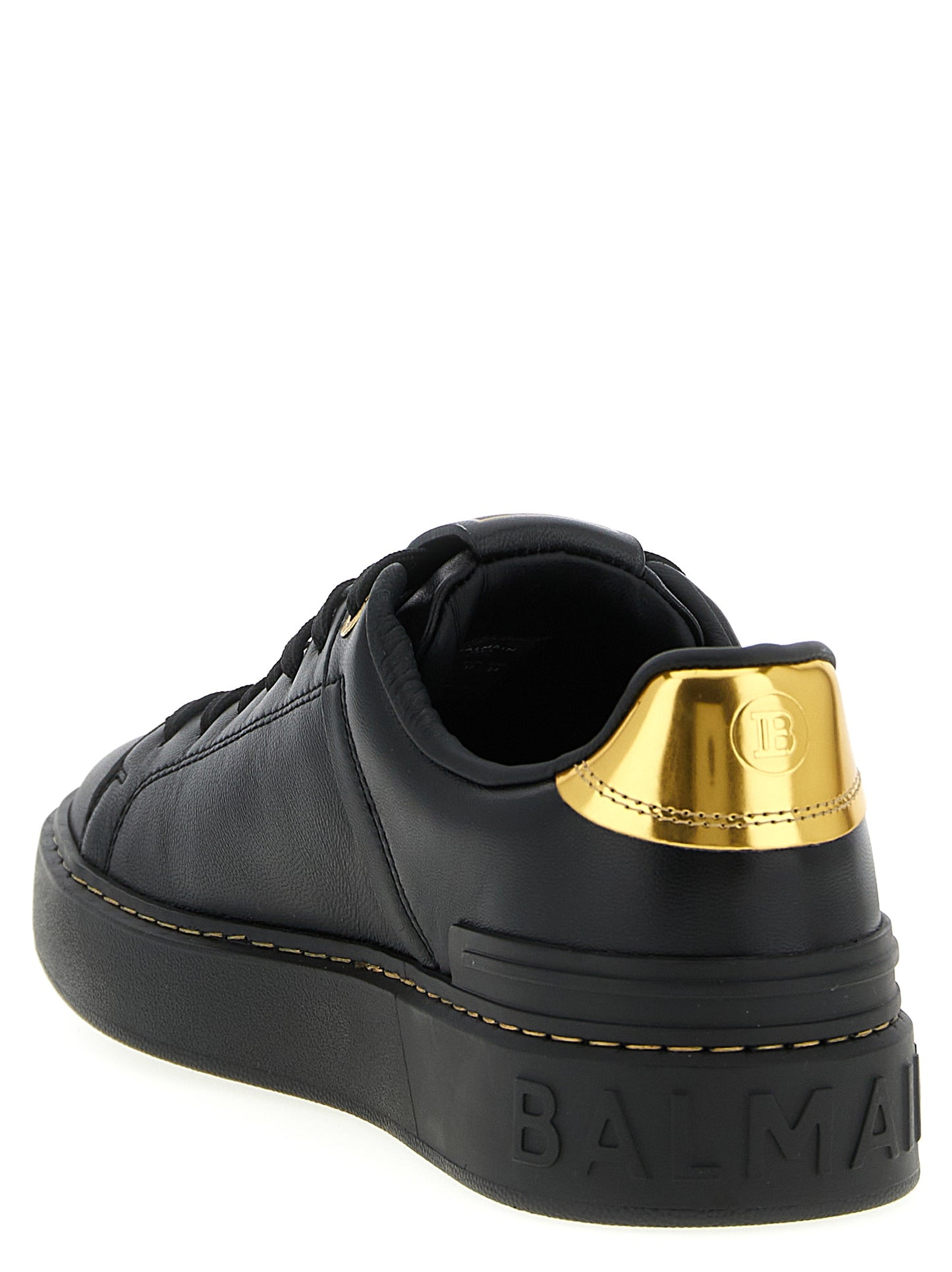 Balmain Black Lamb Leather Low Top Sneakers schwarz