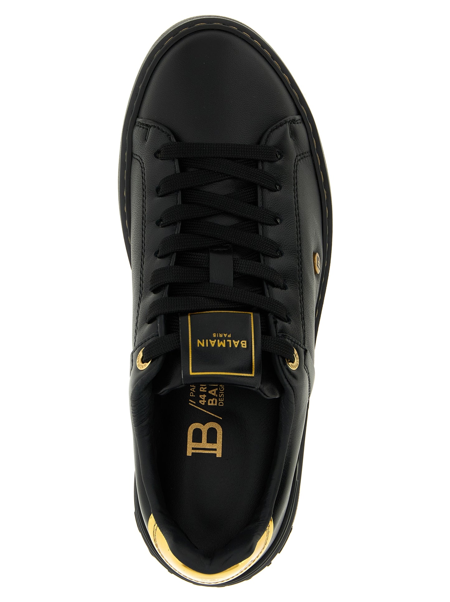 Balmain Black Lamb Leather Low Top Sneakers schwarz