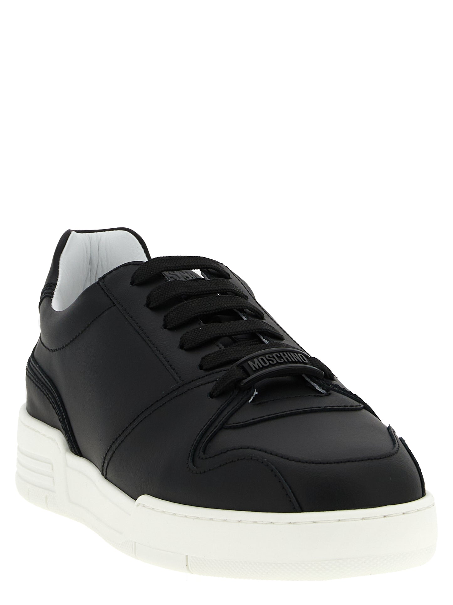 Moschino Black Leather Low Top Sneakers Curated Luxury Accessories by Orvyn