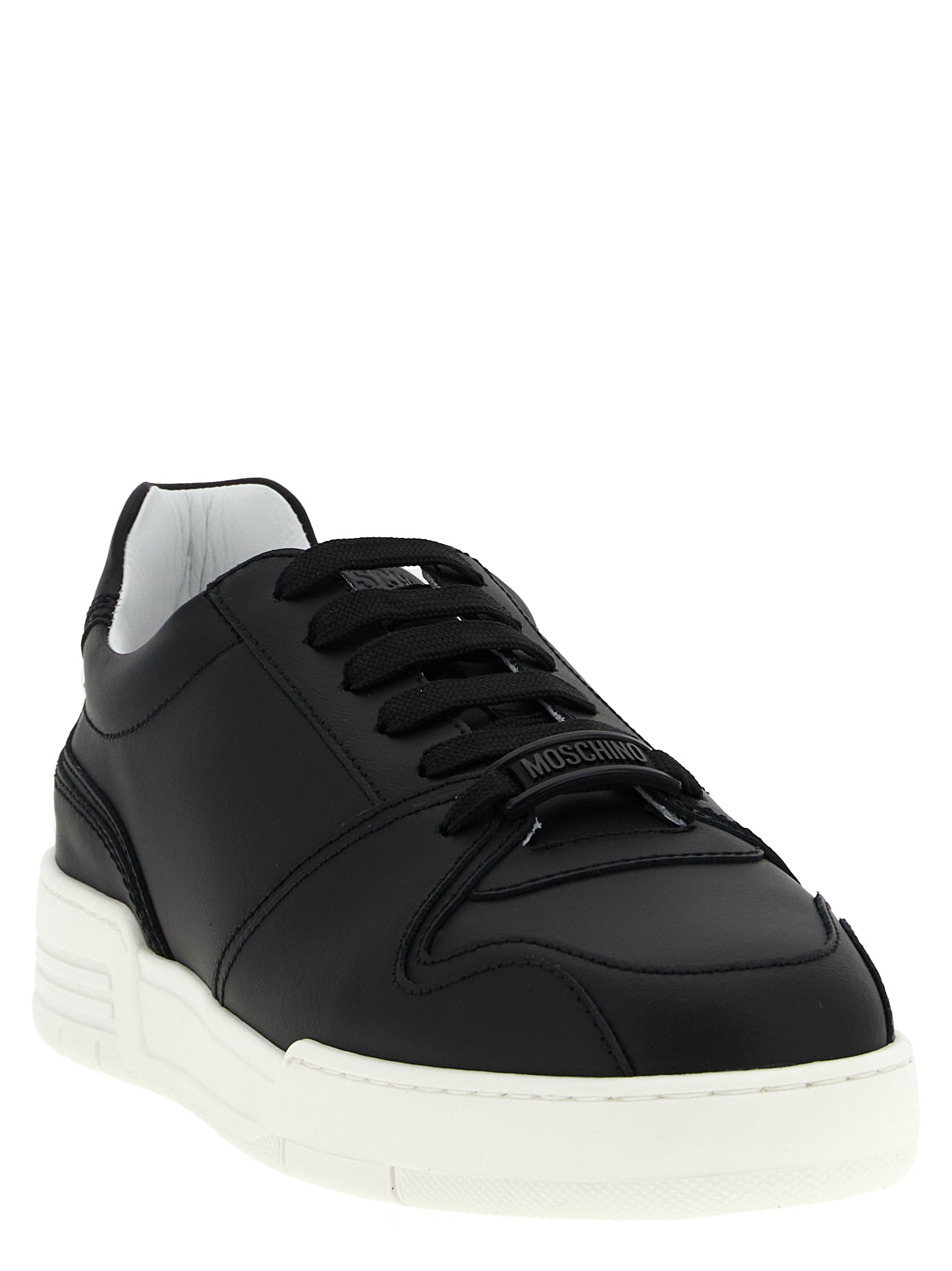 Moschino Black Leather Low Top Sneakers Curated Luxury Accessories by Orvyn