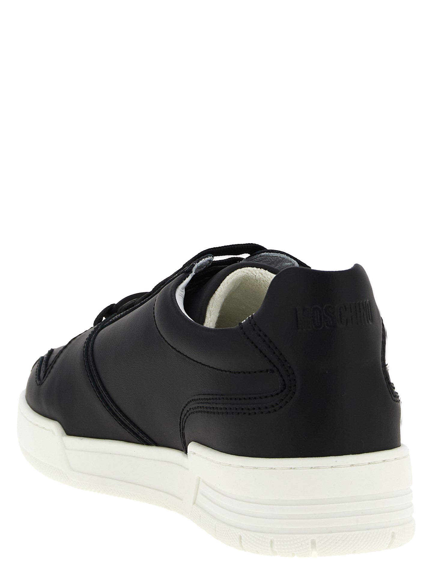Moschino Black Leather Low Top Sneakers Curated Luxury Accessories by Orvyn