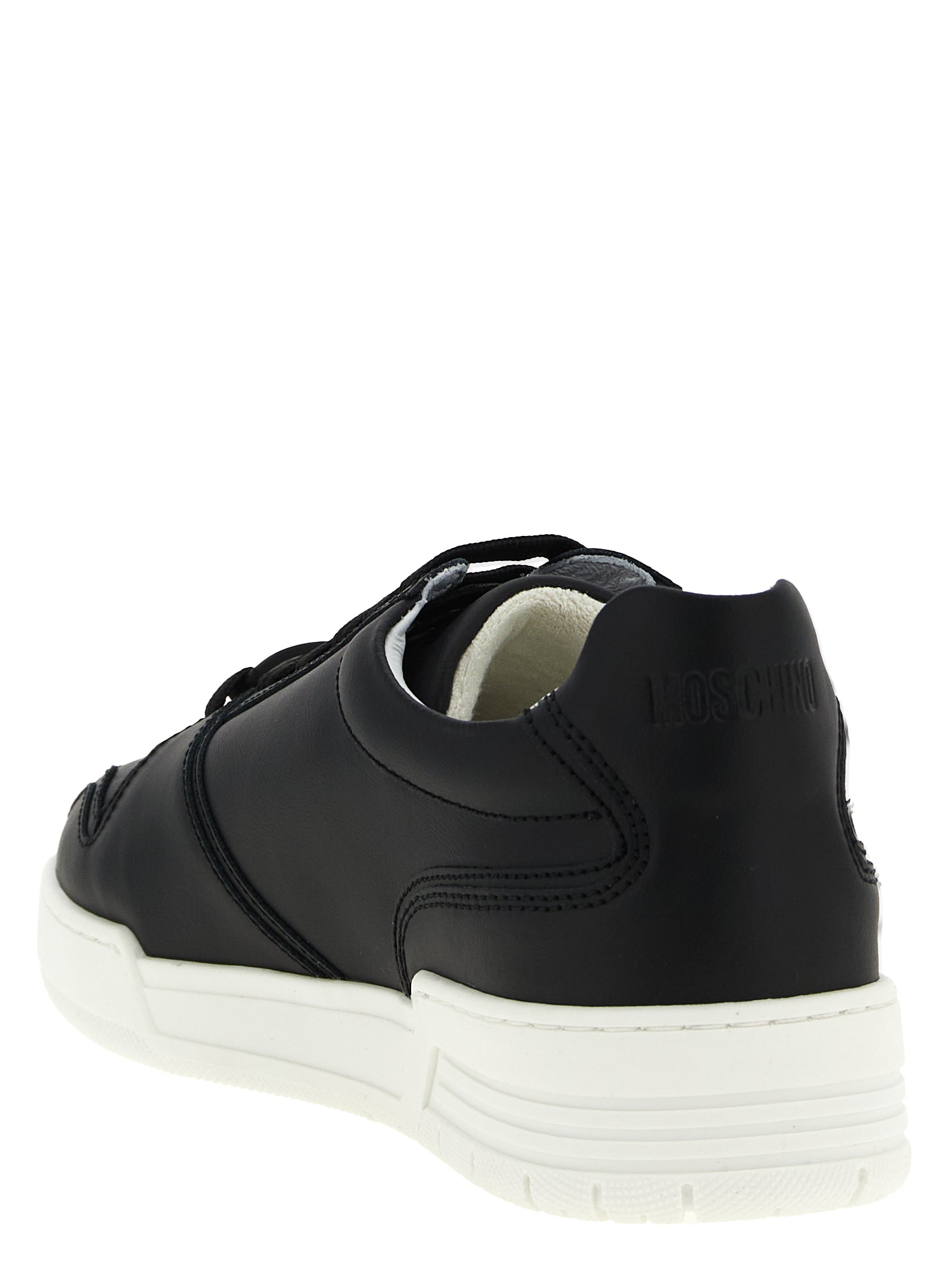 Moschino Black Leather Low Top Sneakers Curated Luxury Accessories by Orvyn