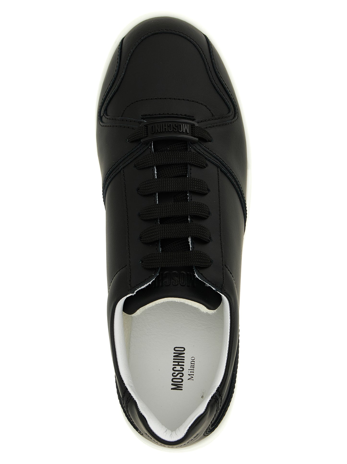 Moschino Black Leather Low Top Sneakers Curated Luxury Accessories by Orvyn