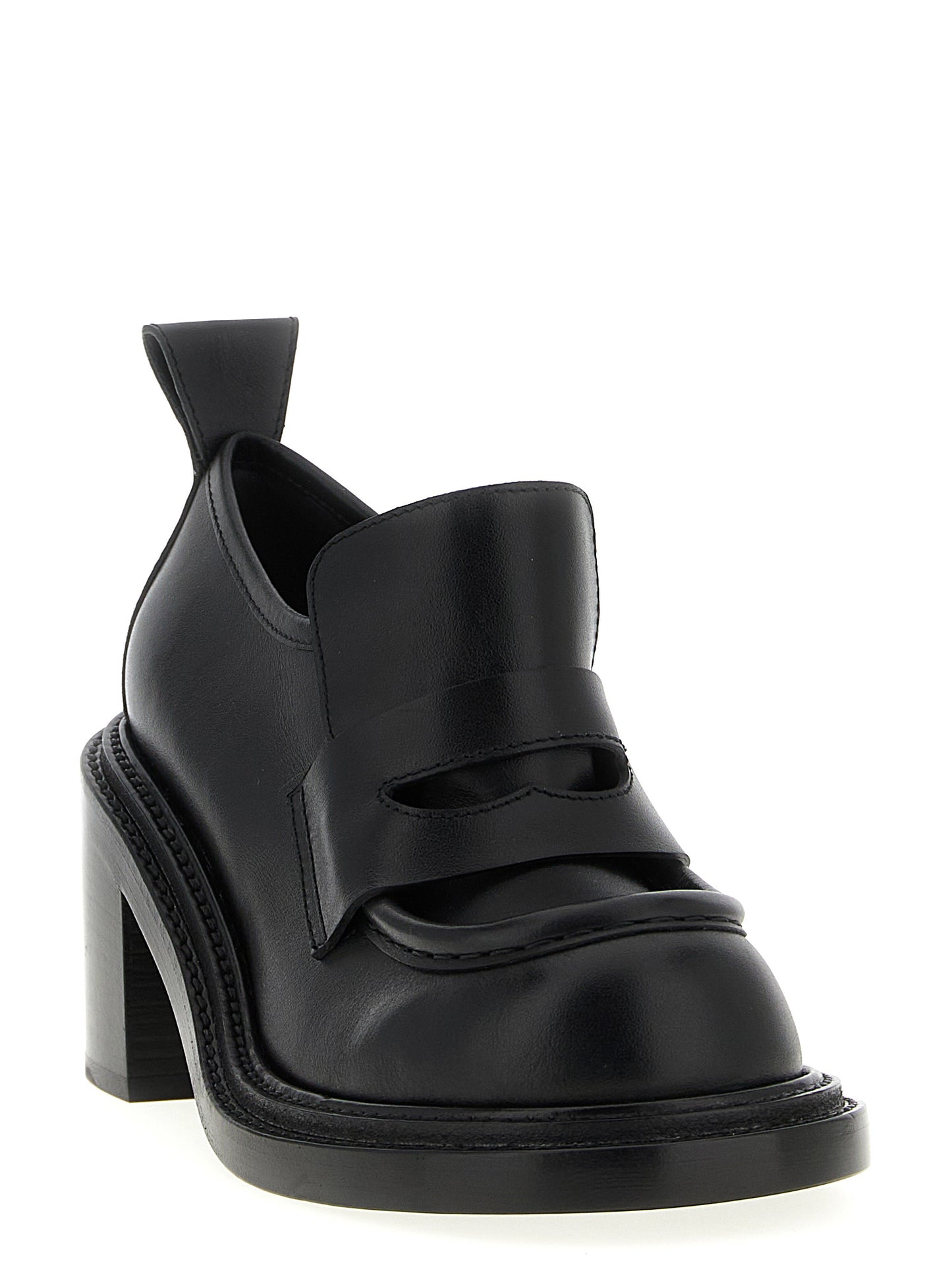 Moschino Black Leather Platform Loafers Curated Luxury Accessories by Orvyn