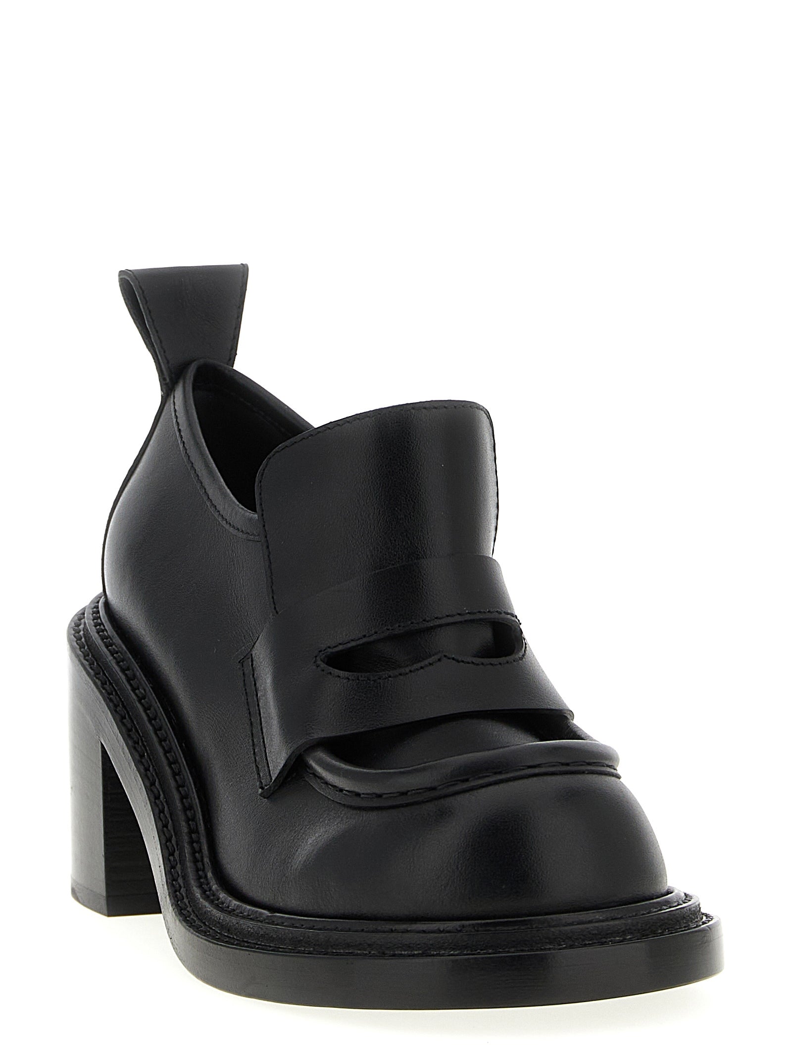 Moschino Black Leather Platform Loafers Curated Luxury Accessories by Orvyn