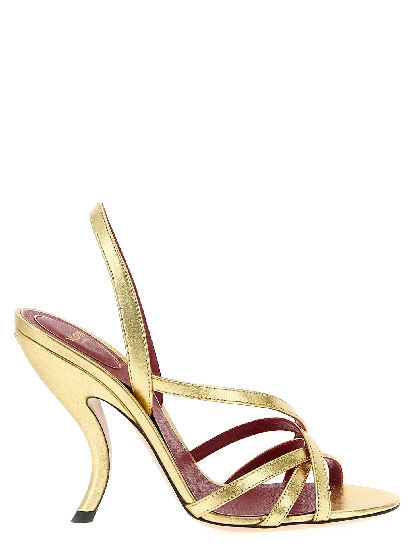Valentino Garavani Gold Lambskin Stiletto Heel Sandals Curated Luxury Accessories by Orvyn