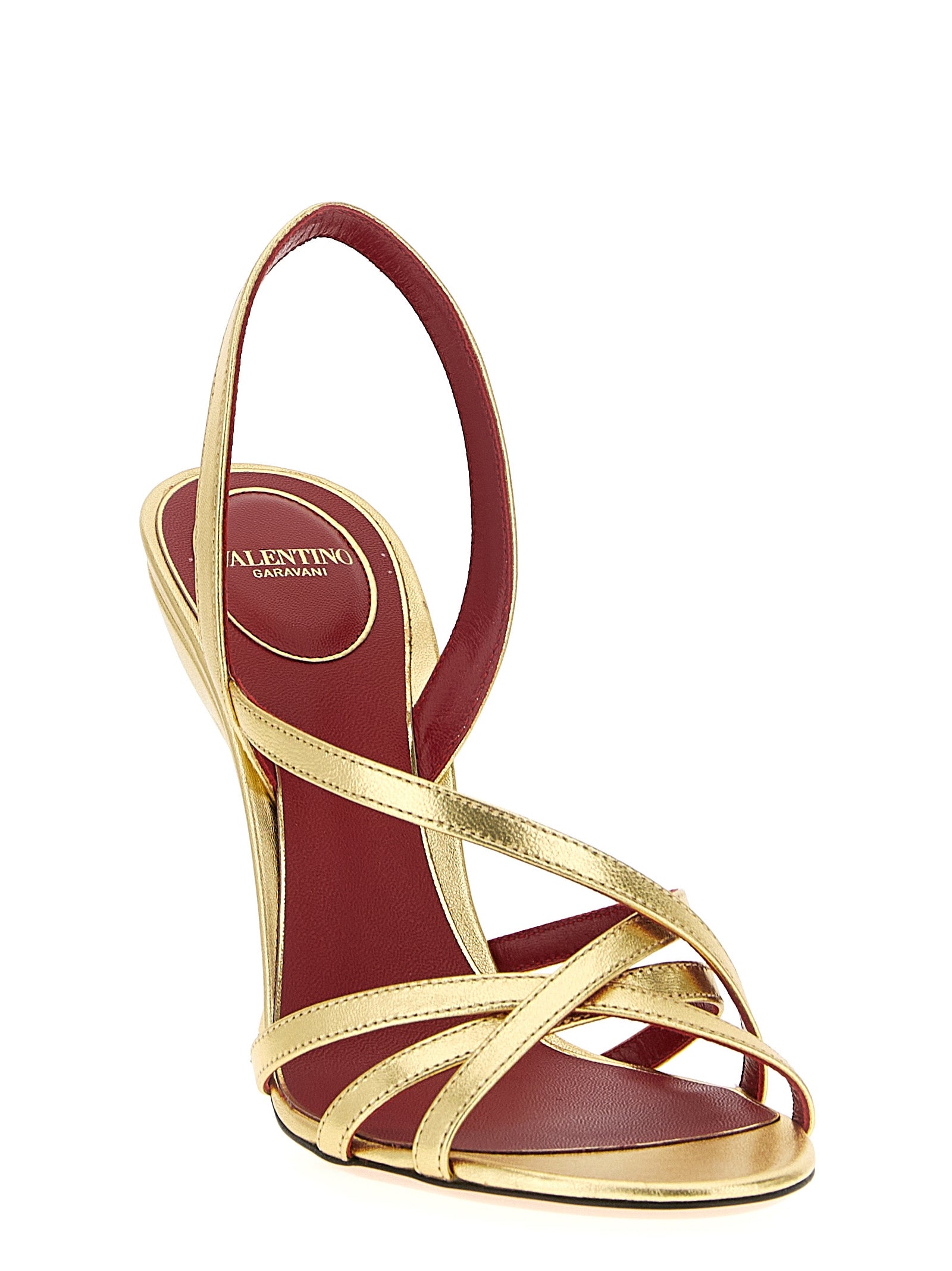 Valentino Garavani Gold Lambskin Stiletto Heel Sandals Curated Luxury Accessories by Orvyn