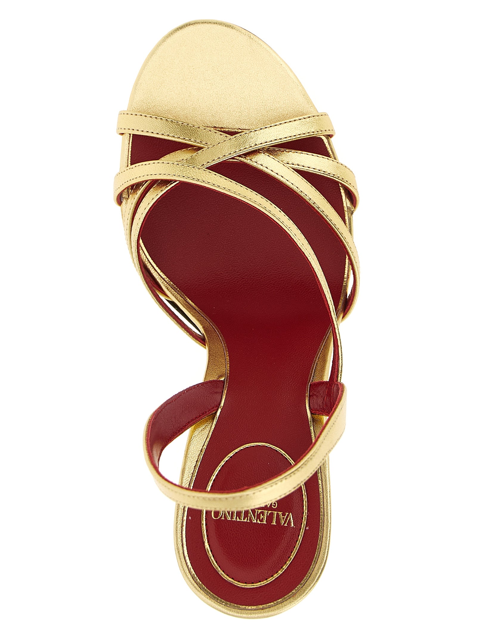 Valentino Garavani Gold Lambskin Stiletto Heel Sandals Curated Luxury Accessories by Orvyn