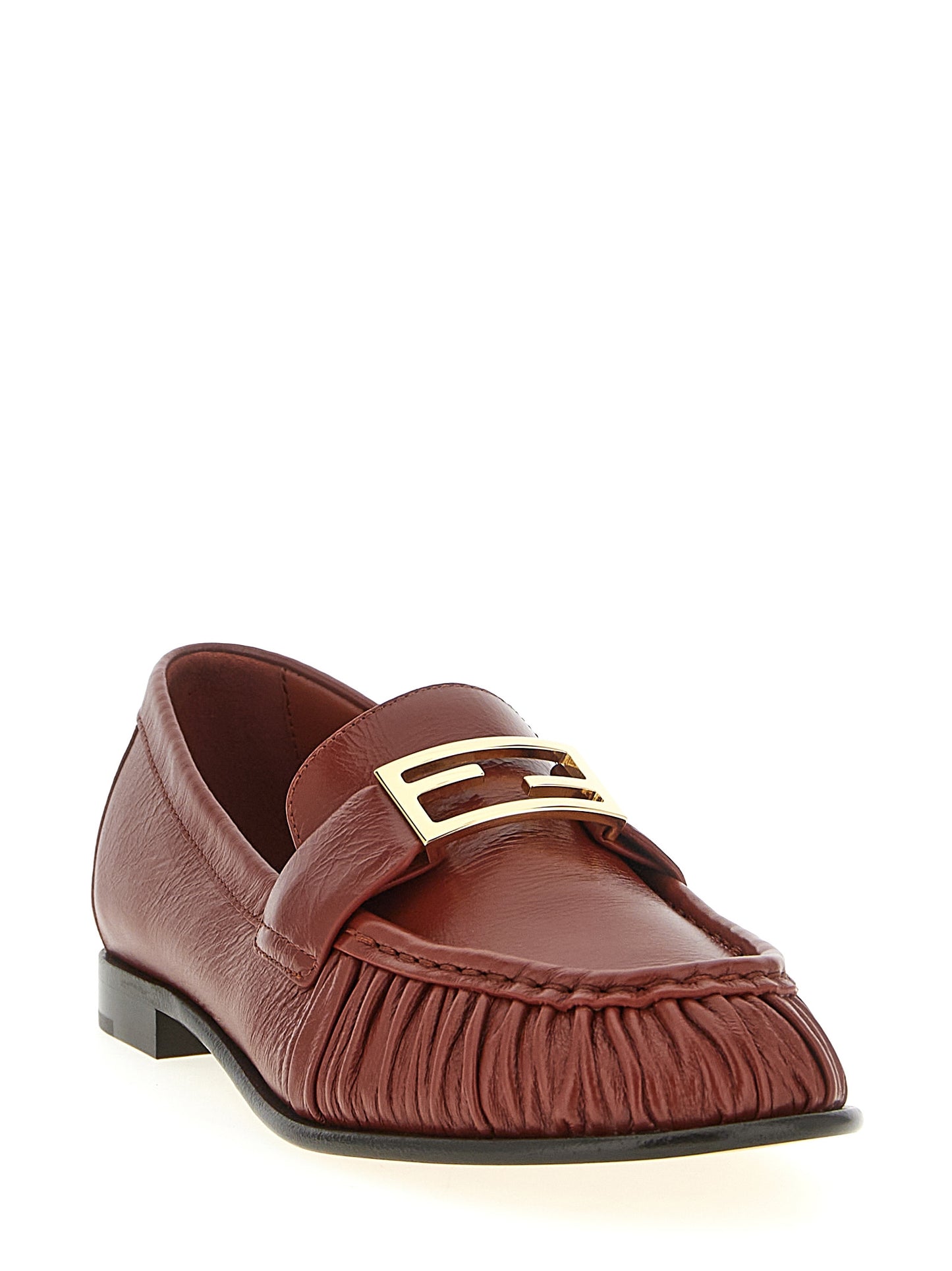 Fendi Brown Lamb Leather Slip-On Loafers Curated Luxury Accessories by Orvyn