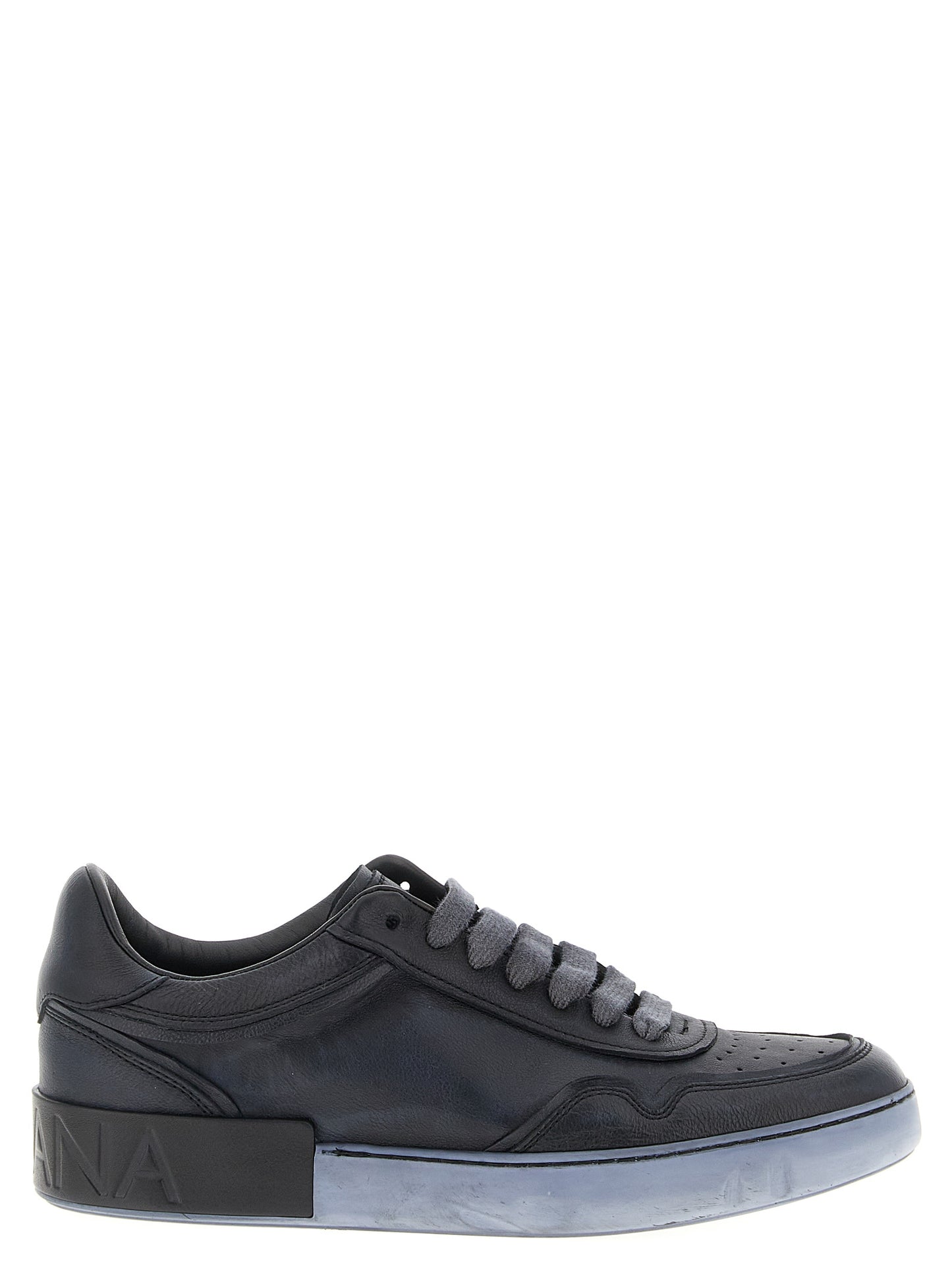 Dolce & Gabbana Black Lamb Leather Low Top Sneakers schwarz
