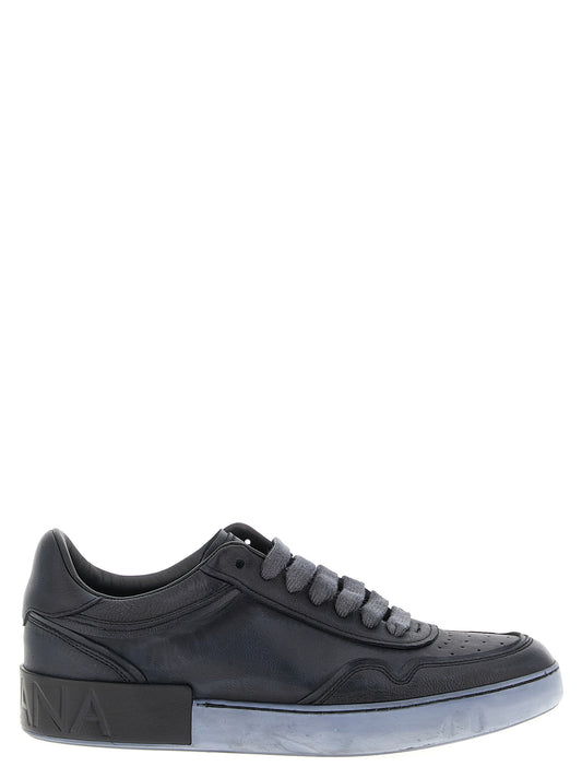 Dolce & Gabbana Black Lamb Leather Low Top Sneakers schwarz