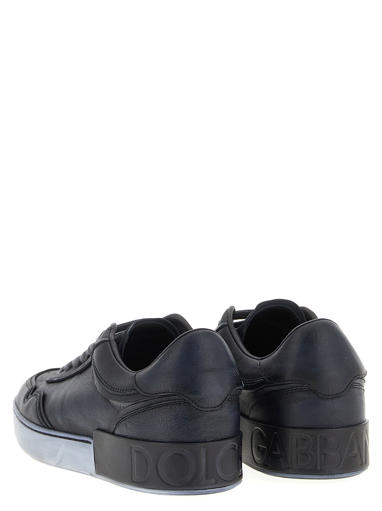 Dolce & Gabbana Black Lamb Leather Low Top Sneakers schwarz
