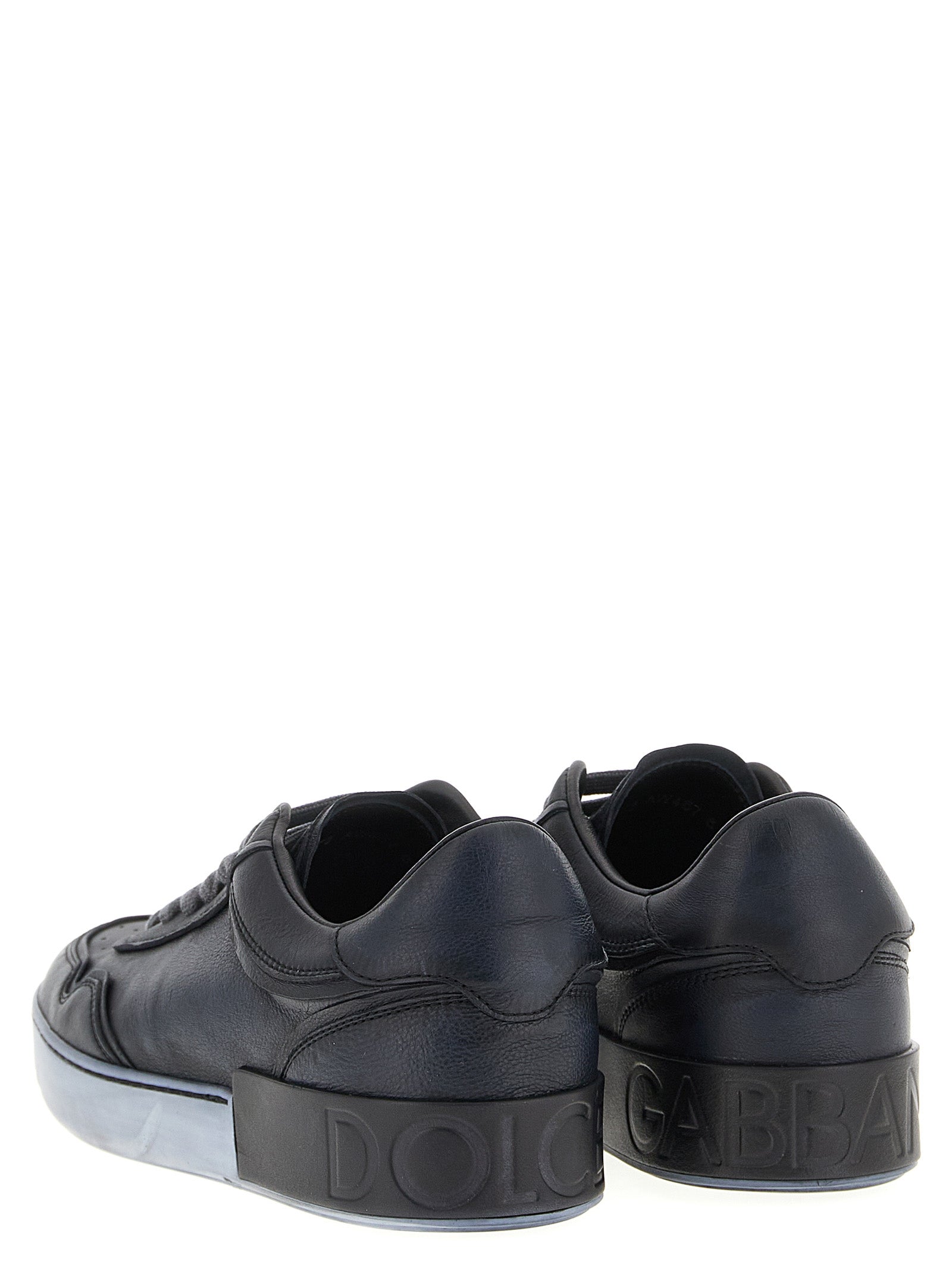 Dolce & Gabbana Black Lamb Leather Low Top Sneakers schwarz