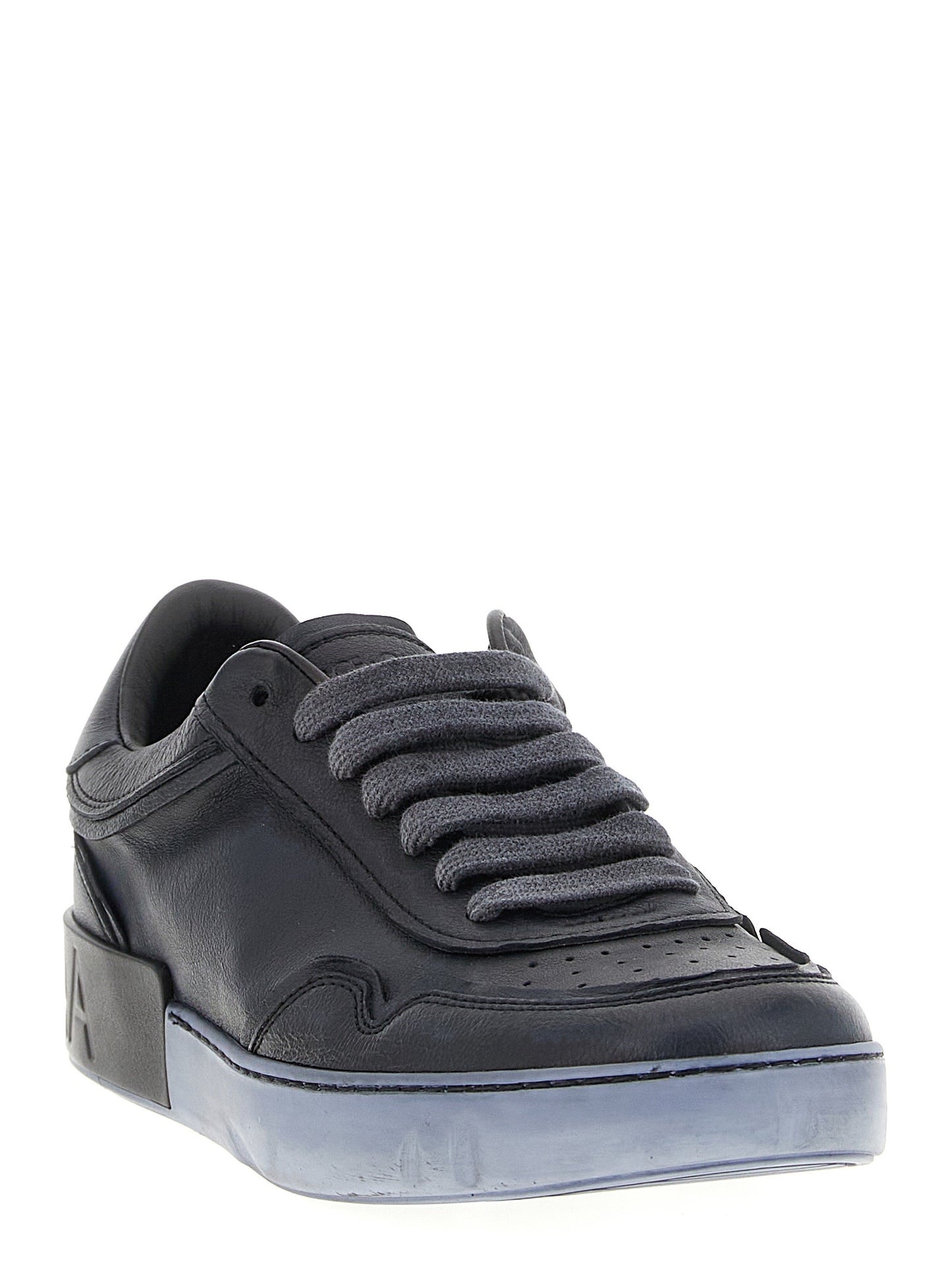 Dolce & Gabbana Black Lamb Leather Low Top Sneakers schwarz