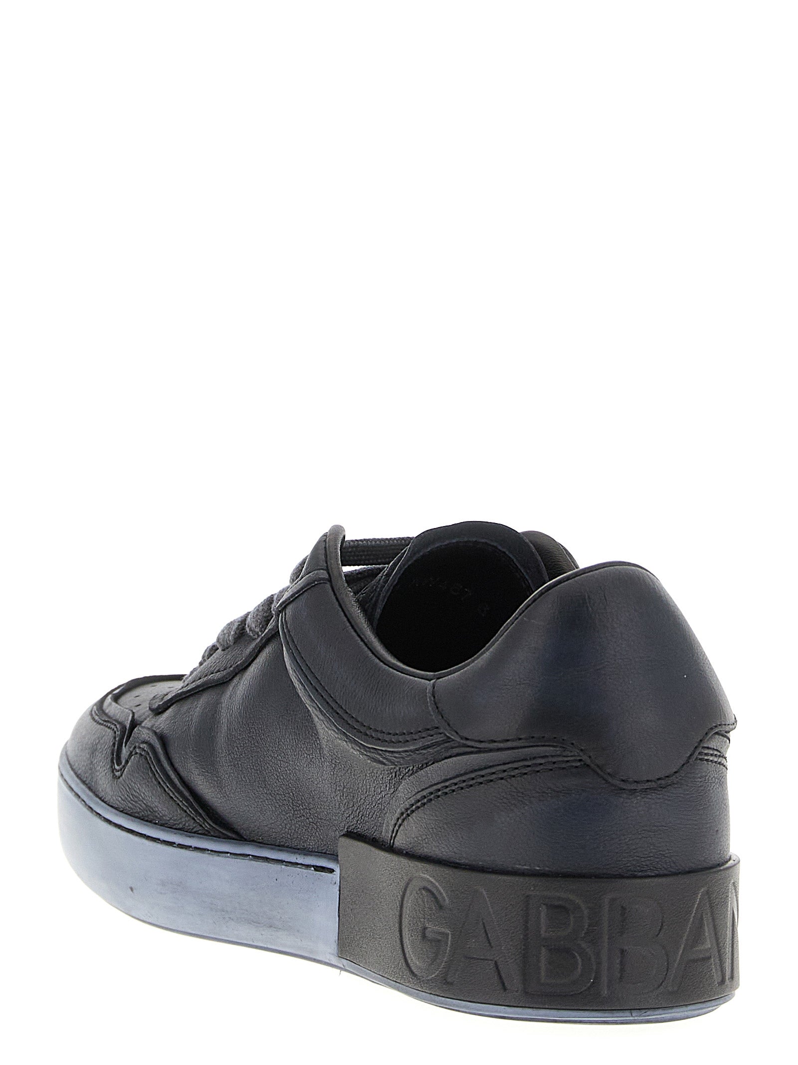 Dolce & Gabbana Black Lamb Leather Low Top Sneakers schwarz