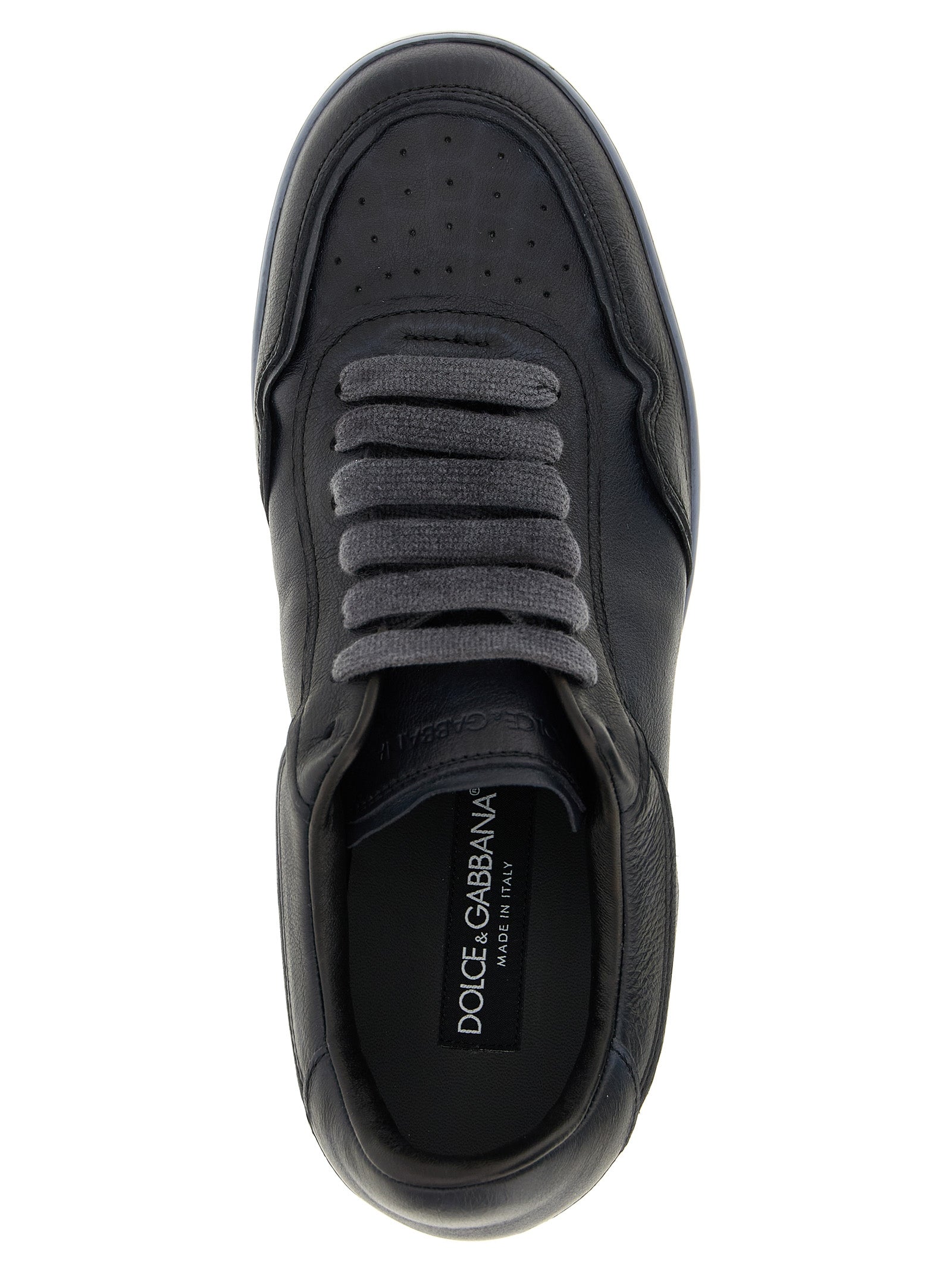 Dolce & Gabbana Black Lamb Leather Low Top Sneakers schwarz