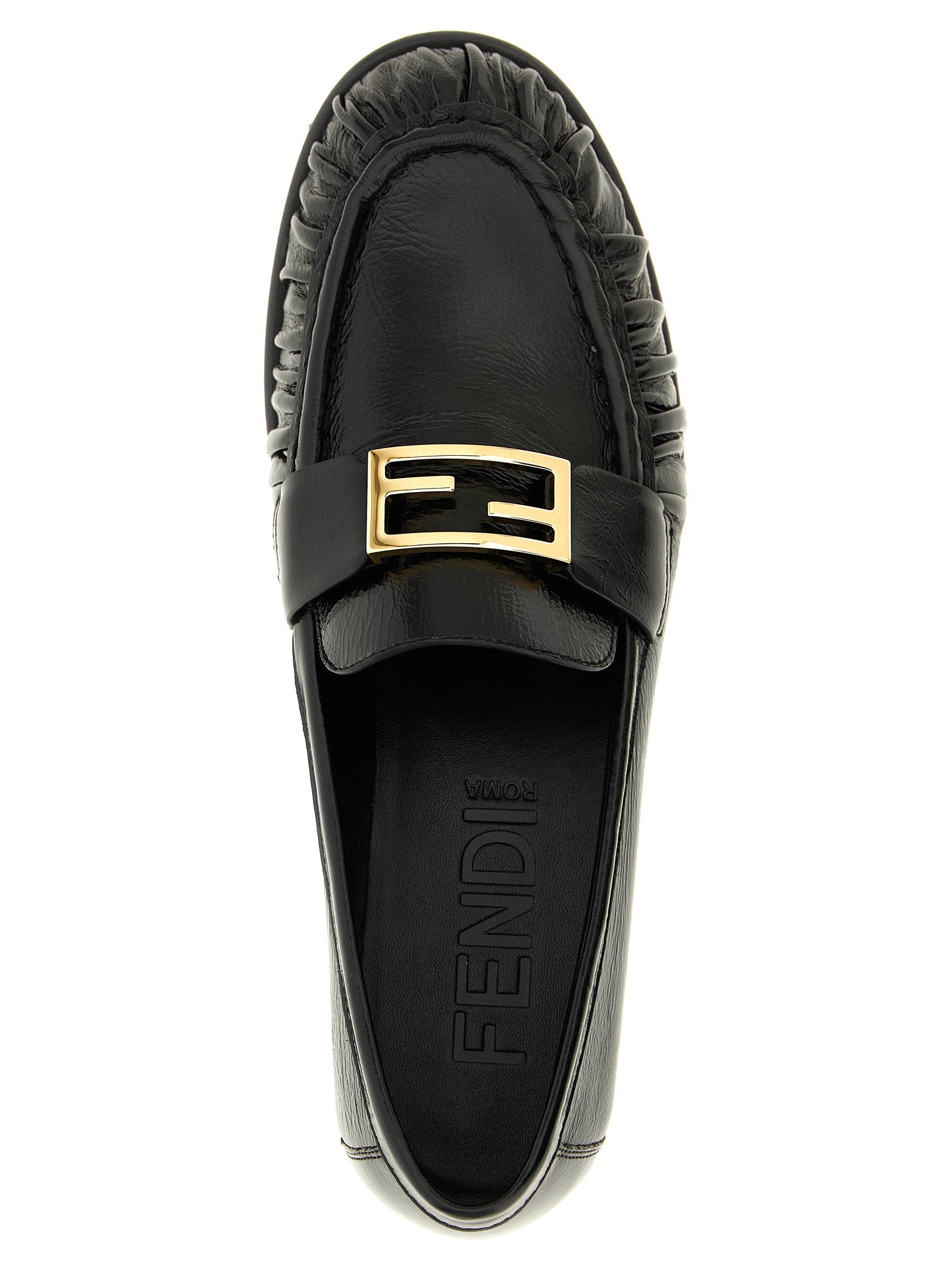 Fendi Black Lamb Leather Slip-On Loafers Curated Luxury Accessories by Orvyn