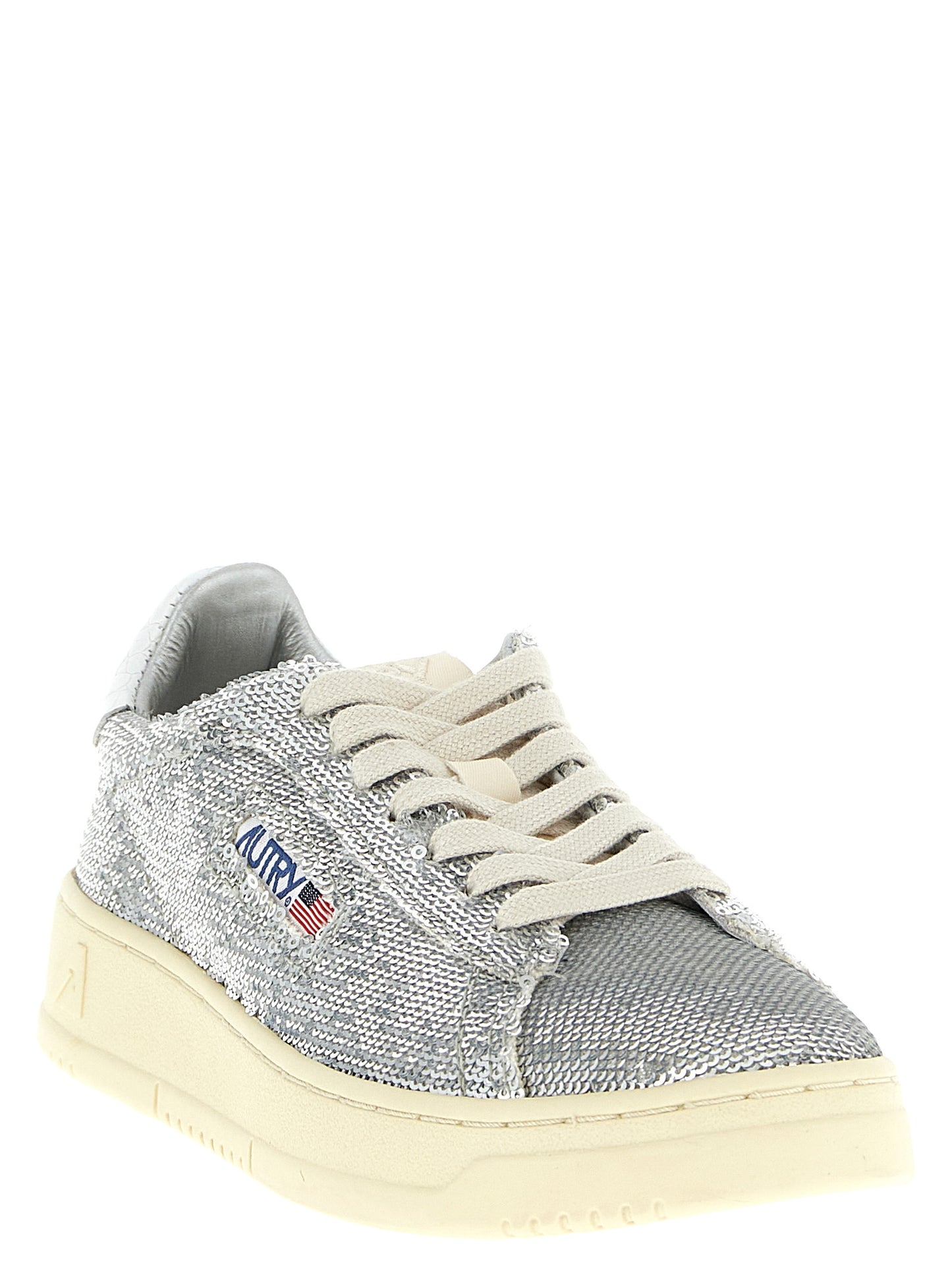 Autry Silver Polyester Low Top Sneakers Curated Luxury Accessories by Orvyn