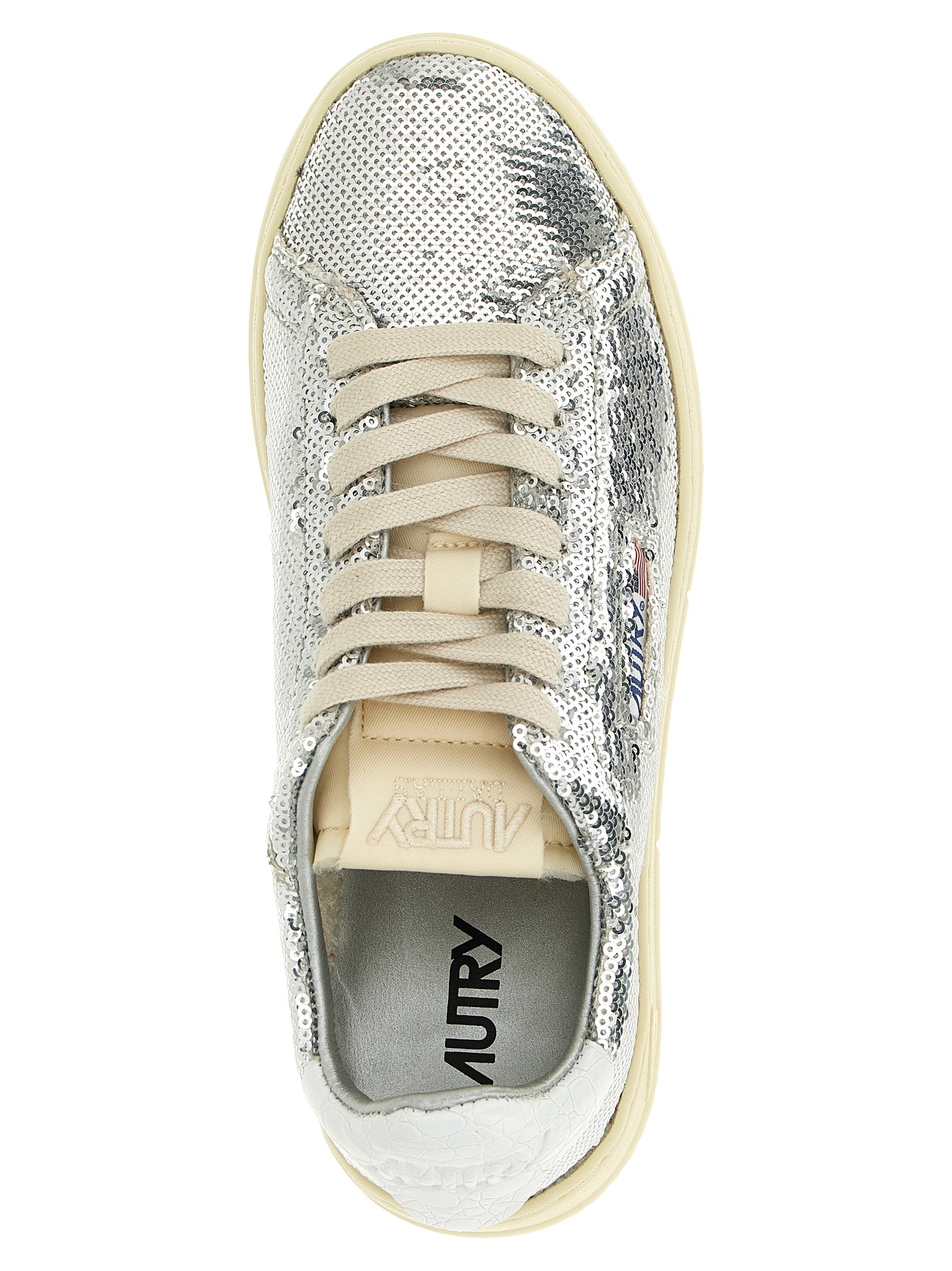 Autry Silver Polyester Low Top Sneakers Curated Luxury Accessories by Orvyn