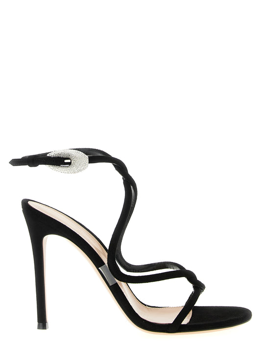 Gianvito Rossi Black Suede Leather Stiletto Heel Sandals Curated Luxury Accessories by Orvyn