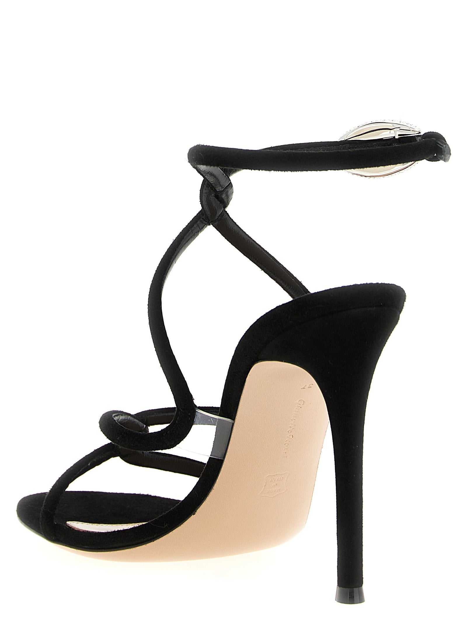 Gianvito Rossi Black Suede Leather Stiletto Heel Sandals Curated Luxury Accessories by Orvyn