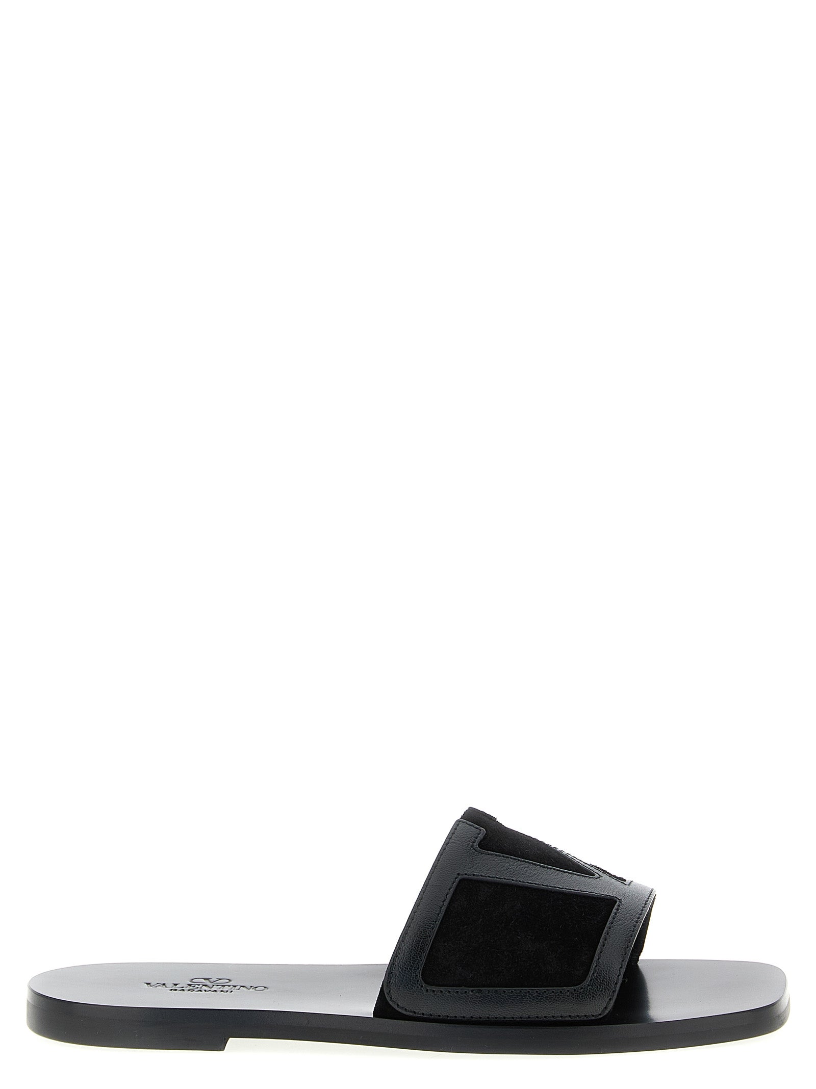 Valentino Garavani Black Calfskin Slides Curated Luxury Accessories by Orvyn