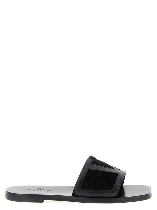 Valentino Garavani Black Calfskin Slides Curated Luxury Accessories by Orvyn