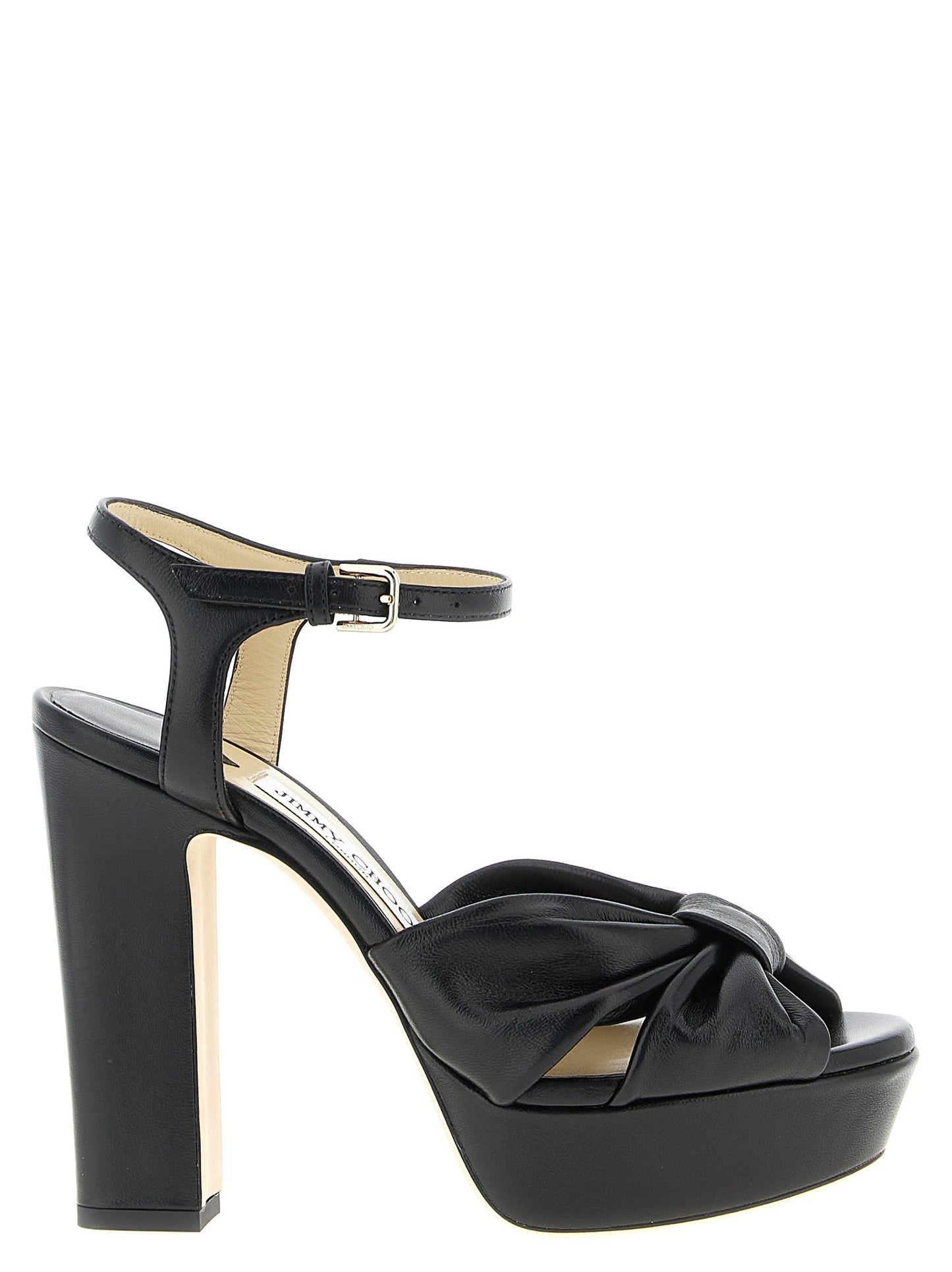 Jimmy Choo Black Leather Stiletto Heel Sandals Curated Luxury Accessories by Orvyn