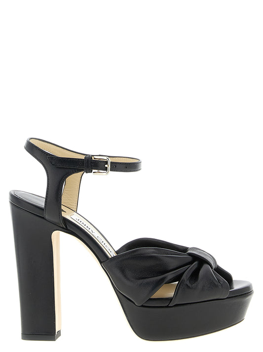Jimmy Choo Black Leather Stiletto Heel Sandals Curated Luxury Accessories by Orvyn