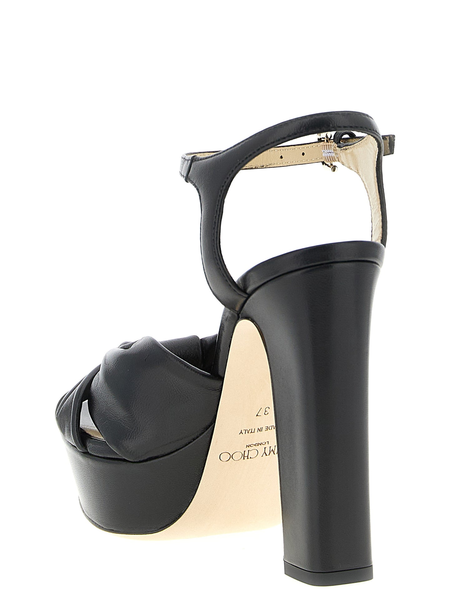 Jimmy Choo Black Leather Stiletto Heel Sandals Curated Luxury Accessories by Orvyn