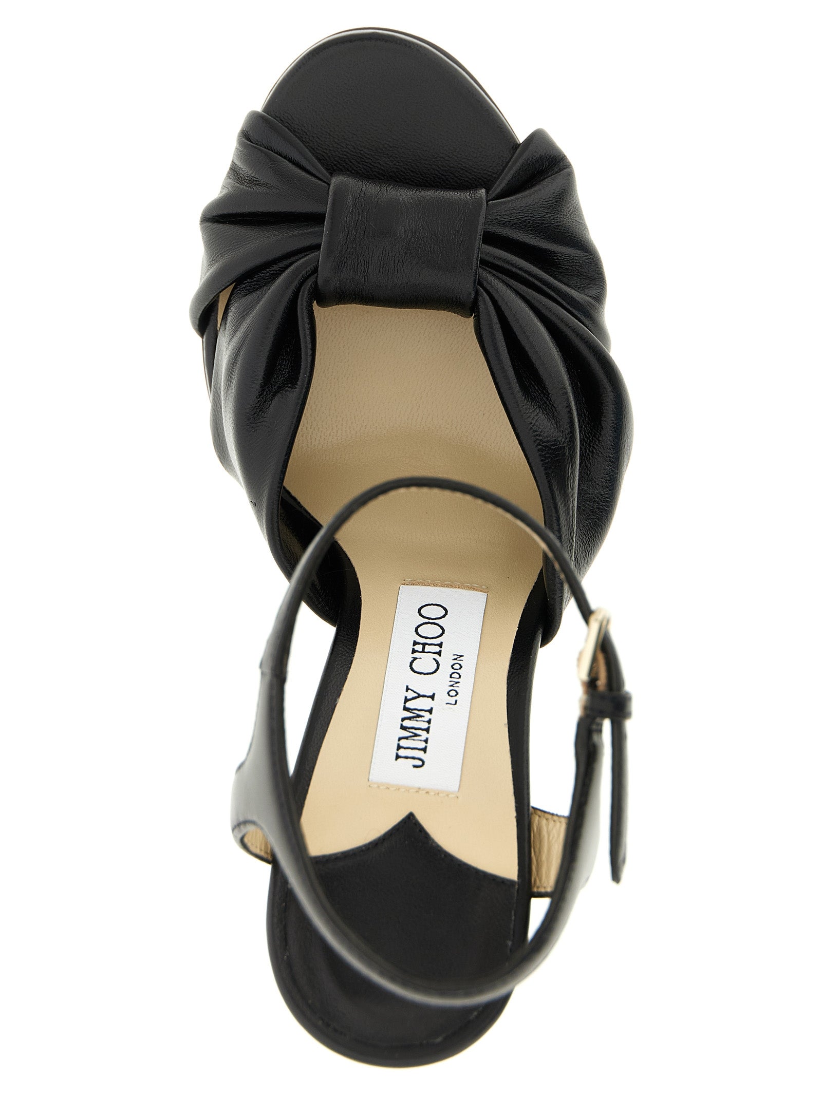 Jimmy Choo Black Leather Stiletto Heel Sandals Curated Luxury Accessories by Orvyn