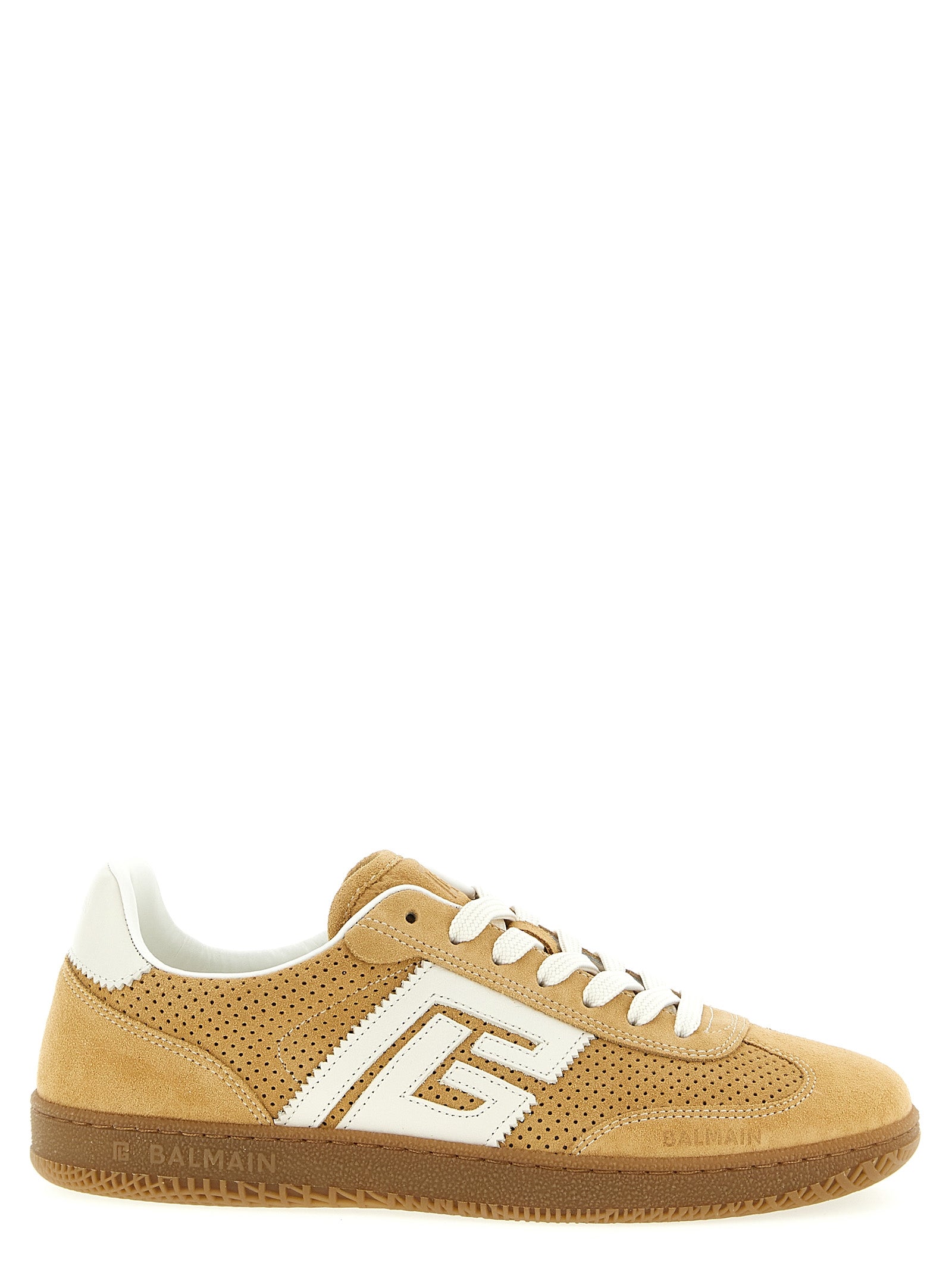 Balmain Beige Calfskin Low Top Sneakers Curated Luxury Accessories by Orvyn
