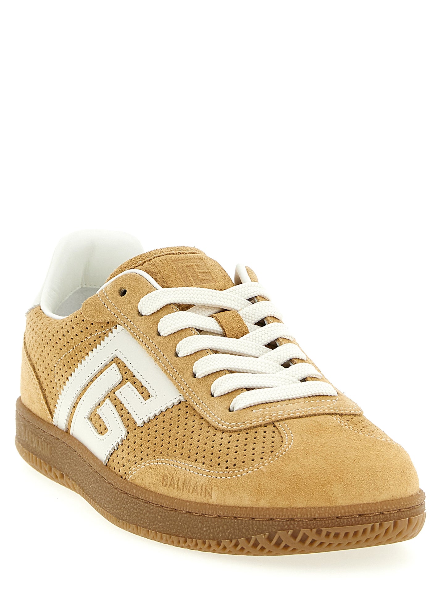 Balmain Beige Calfskin Low Top Sneakers Curated Luxury Accessories by Orvyn