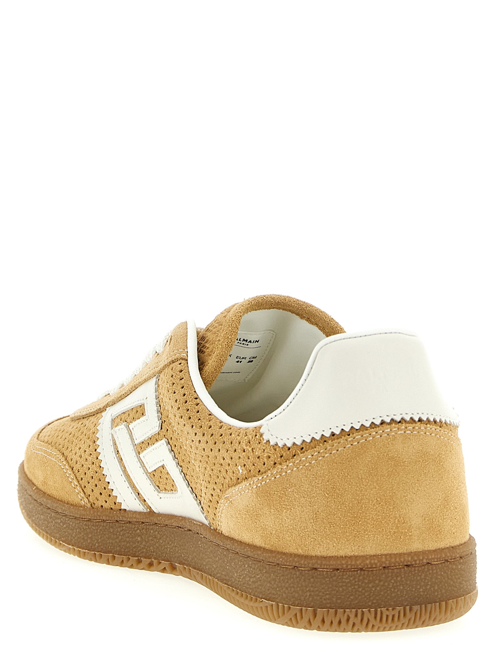 Balmain Beige Calfskin Low Top Sneakers Curated Luxury Accessories by Orvyn