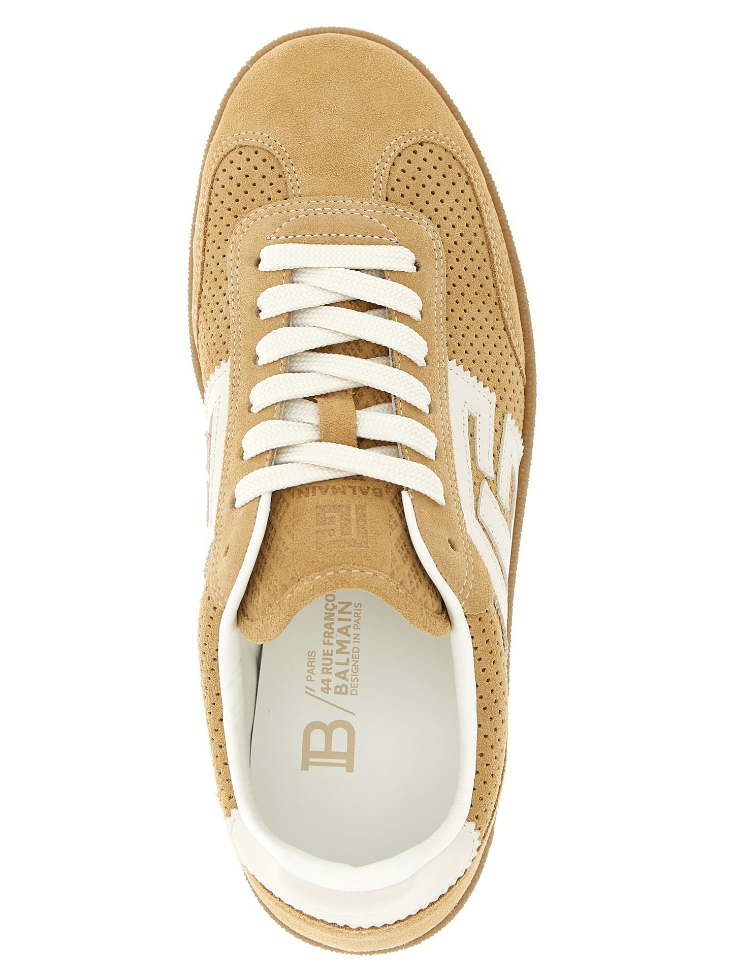 Balmain Beige Calfskin Low Top Sneakers Curated Luxury Accessories by Orvyn