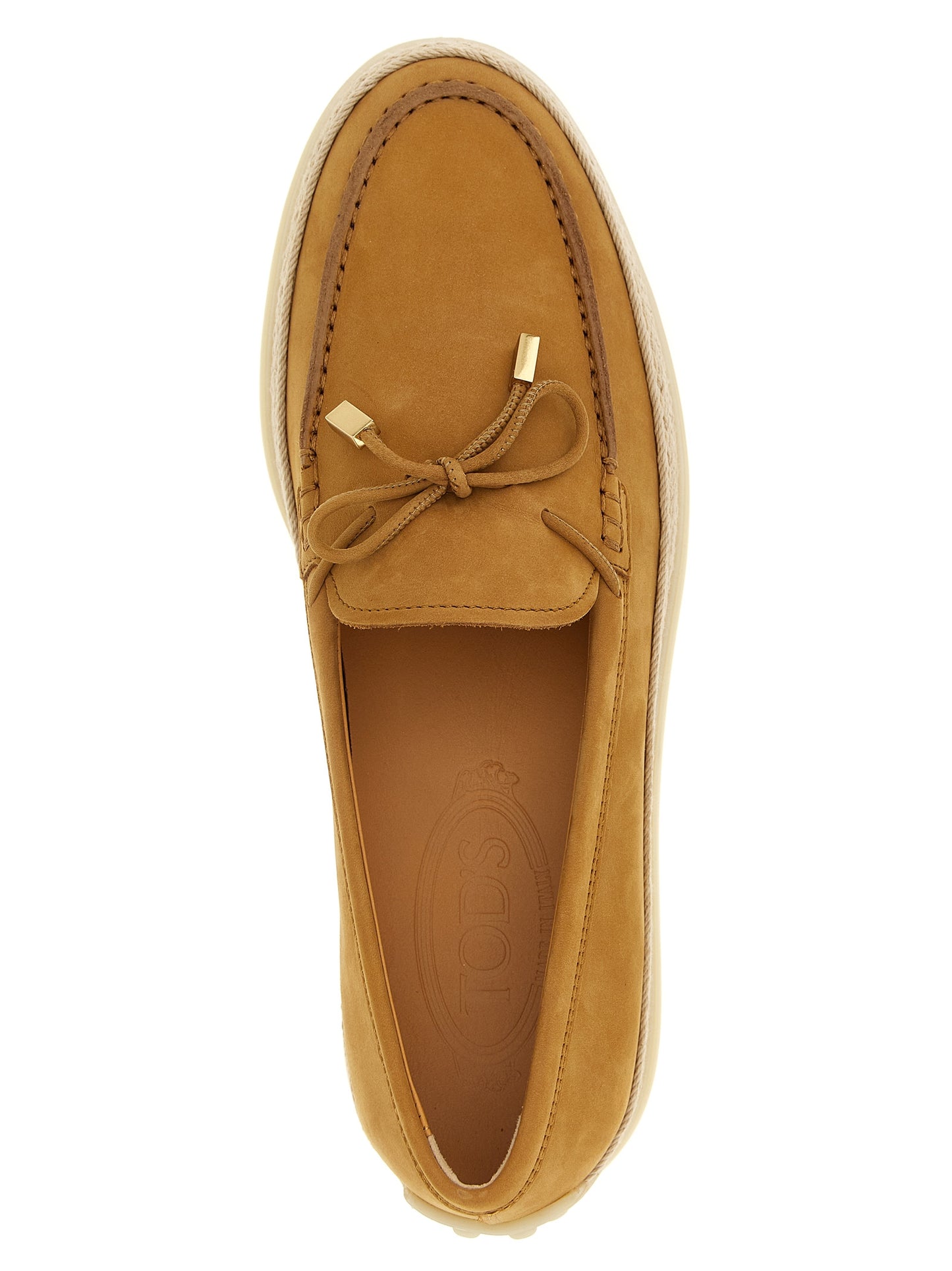Tod's Beige Calfskin Slip-On Loafers Curated Luxury Accessories by Orvyn