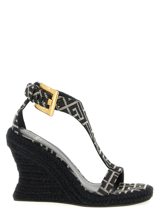 Balmain Black Polyester Wedge Sandals Curated Luxury Accessories by Orvyn
