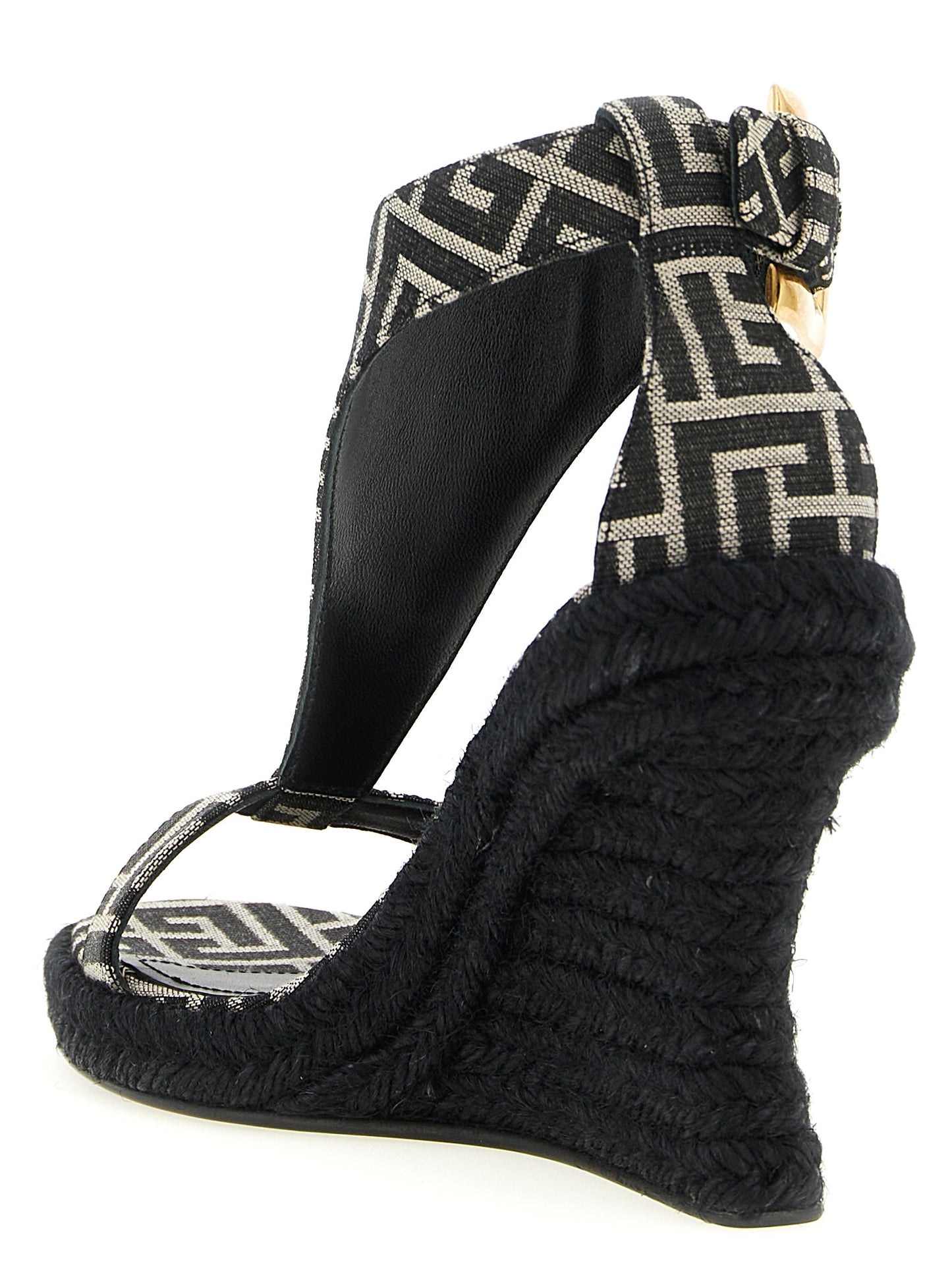 Balmain Black Monogram Jacquard Fabric Espadrilles