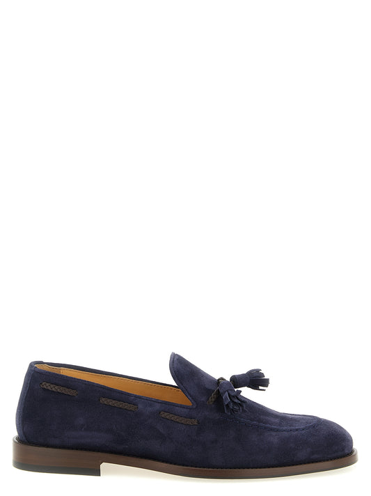 Brunello Cucinelli Blue Calfskin Slip-On Loafers Curated Luxury Accessories by Orvyn