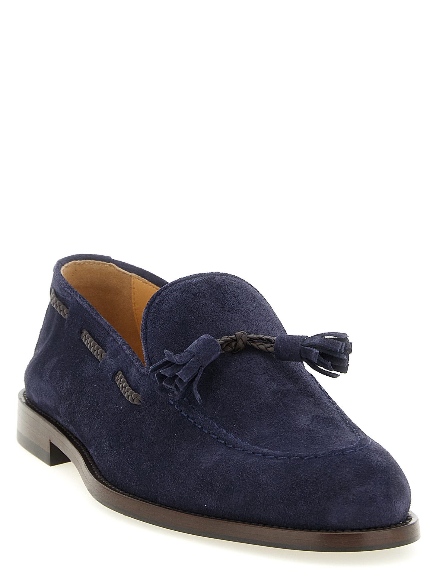 Brunello Cucinelli Blue Calfskin Slip-On Loafers Curated Luxury Accessories by Orvyn