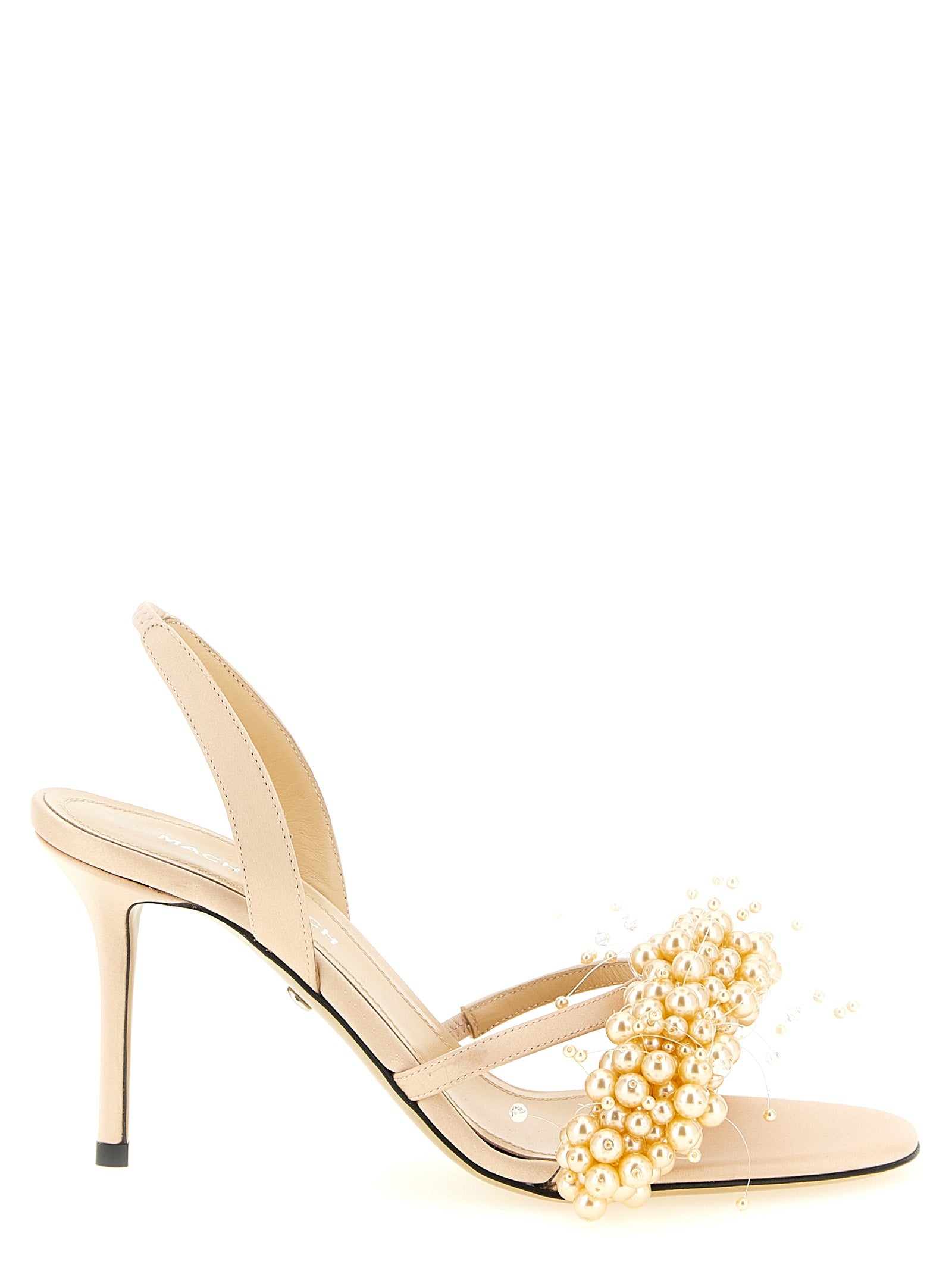 MACH & MACH Gold Satin Stiletto Heel Sandals Curated Luxury Accessories by Orvyn
