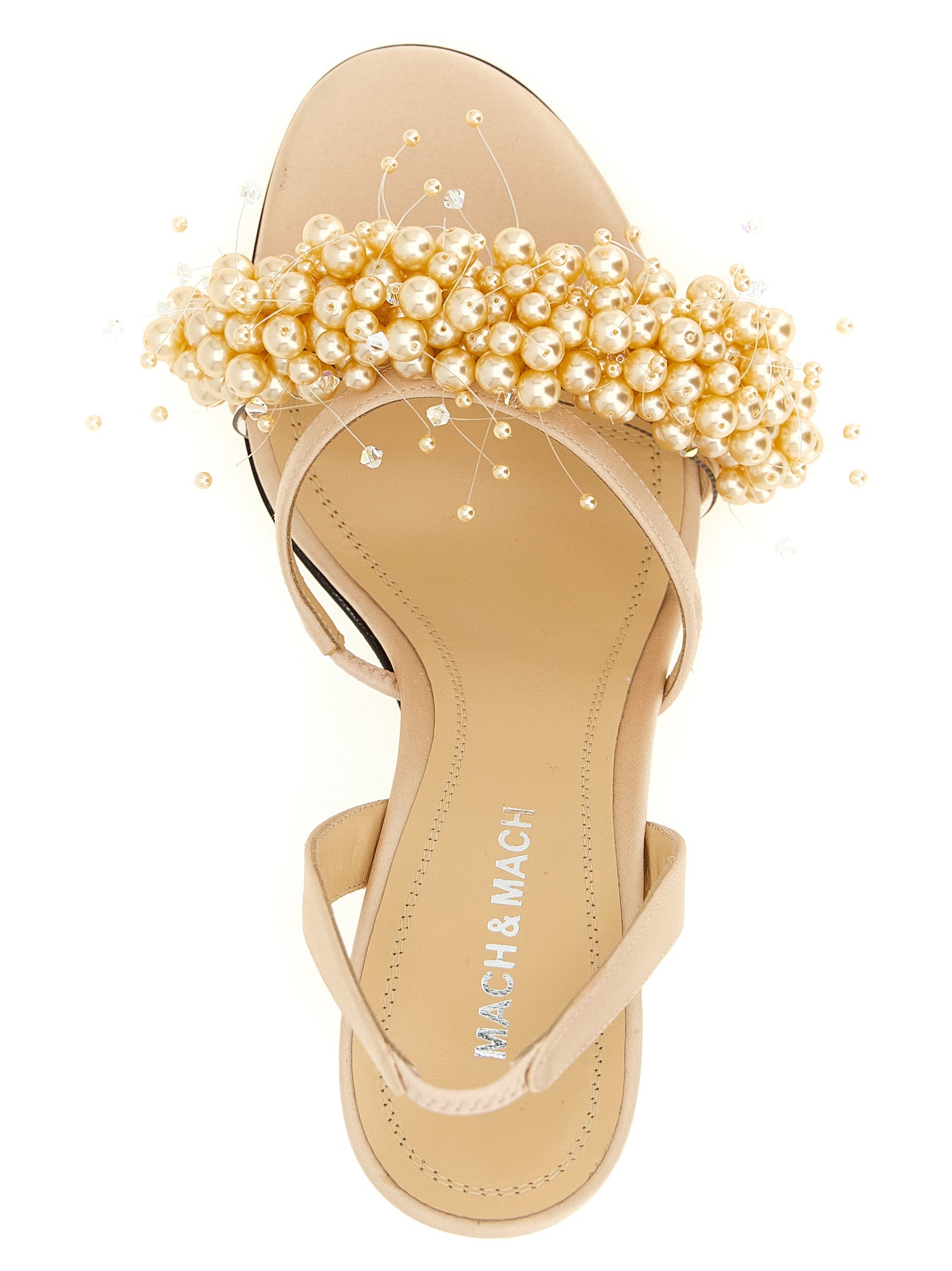 MACH & MACH Gold Satin Stiletto Heel Sandals Curated Luxury Accessories by Orvyn