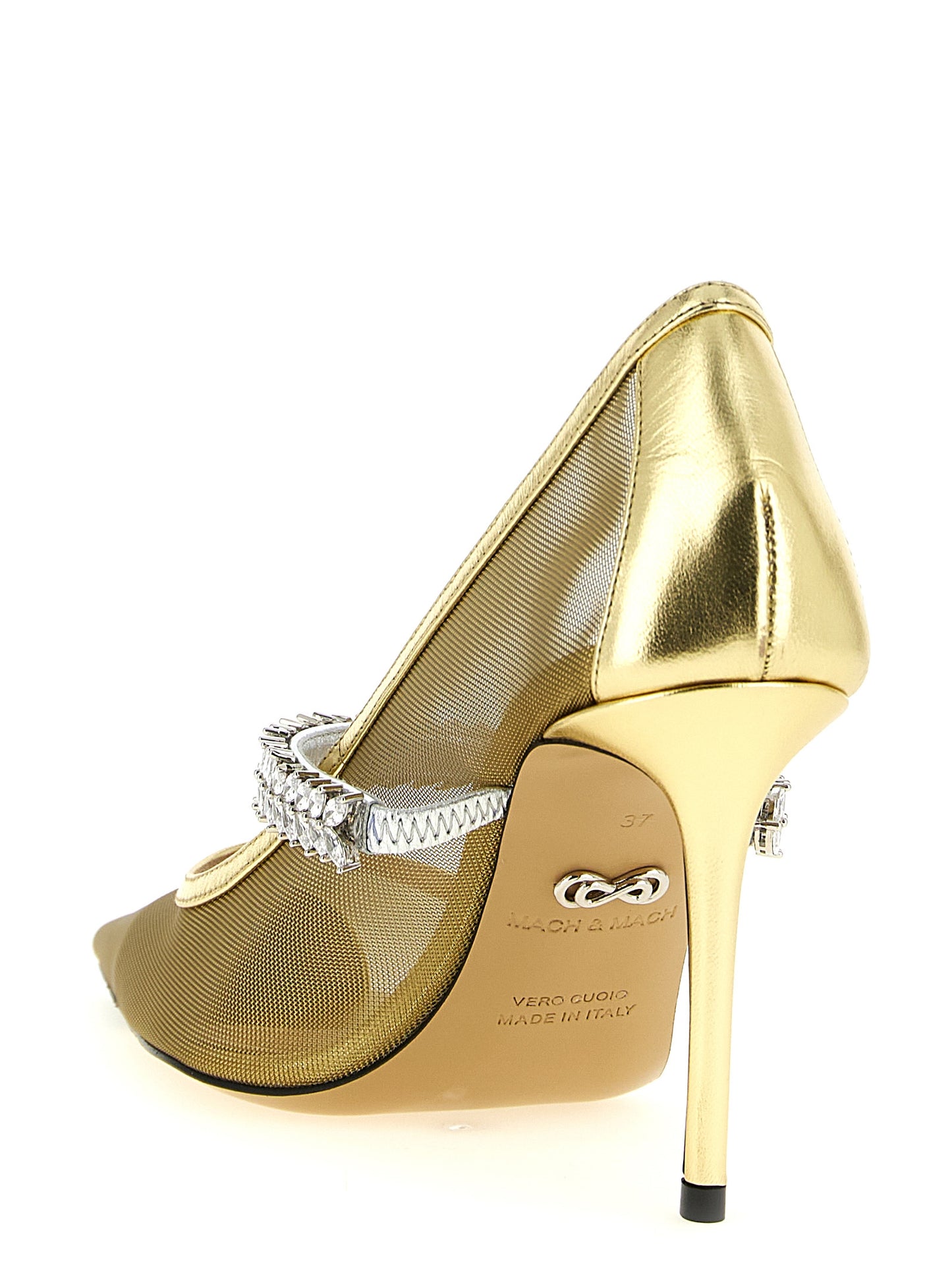 MACH & MACH Gold Polyamide High Heel Pumps Curated Luxury Accessories by Orvyn