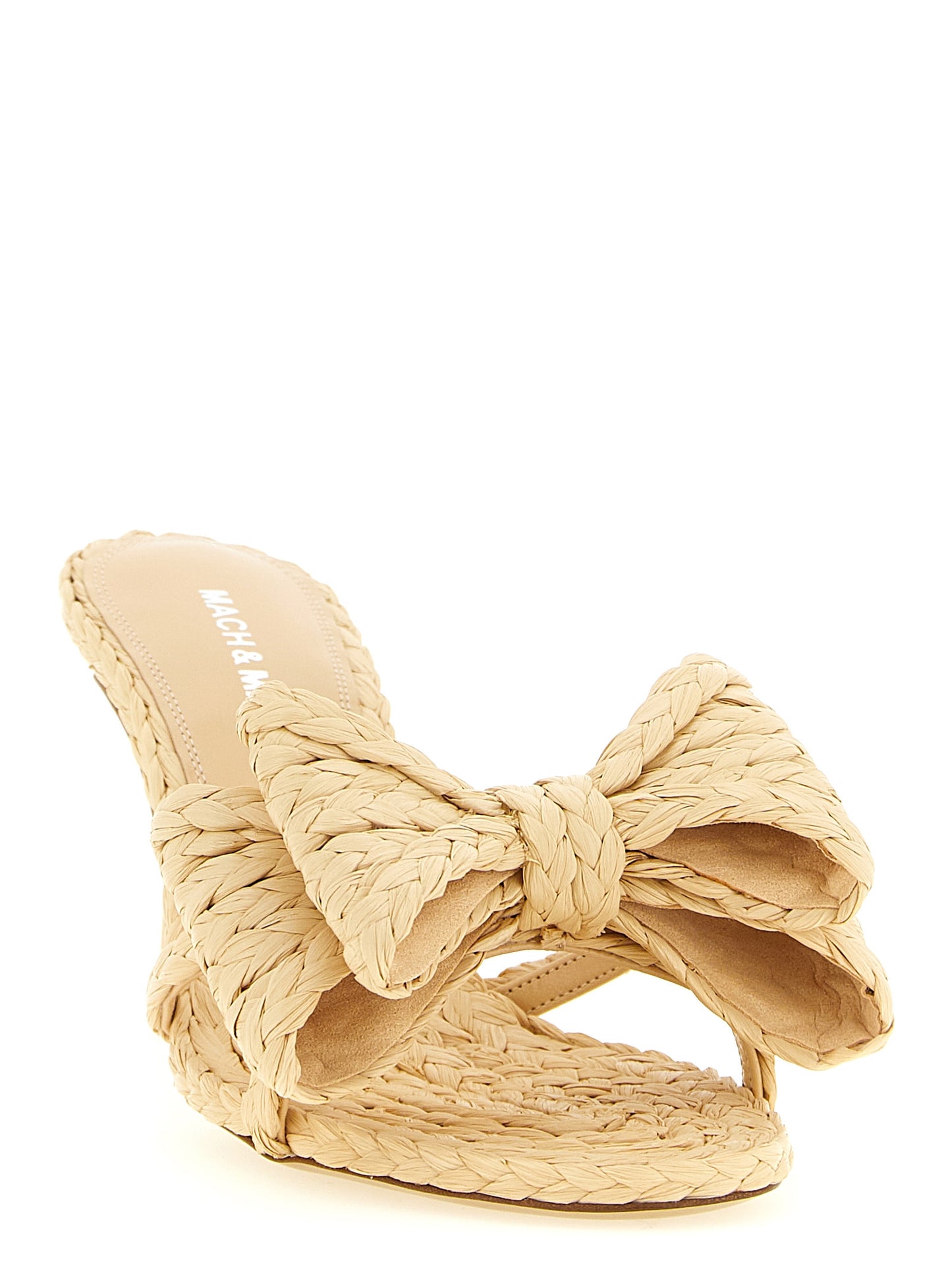 MACH & MACH Beige Raffia Stiletto Heel Sandals Curated Luxury Accessories by Orvyn